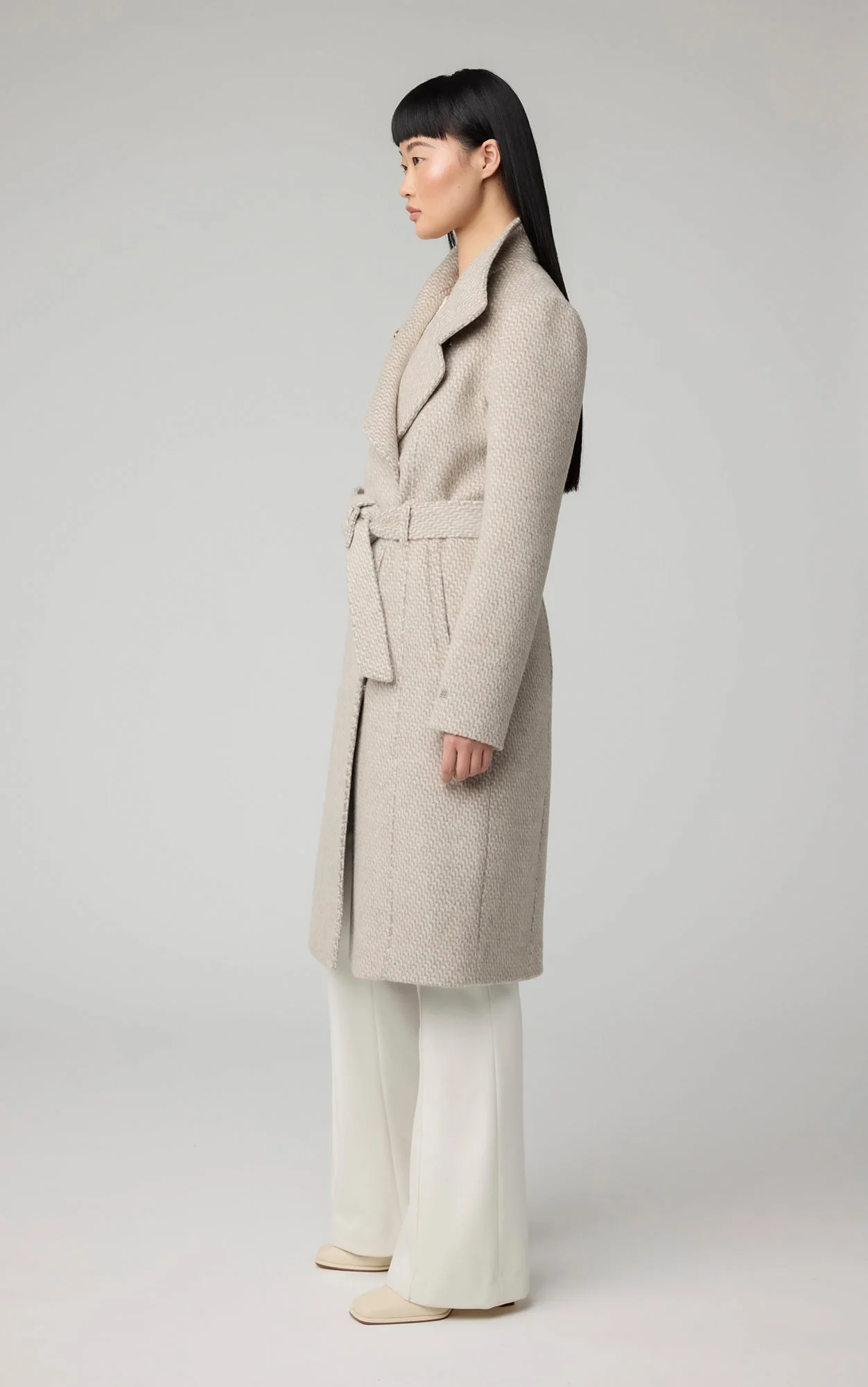 Genie Semi-Fitted Novelty Wool Coat With Belt | Hush - Image 4