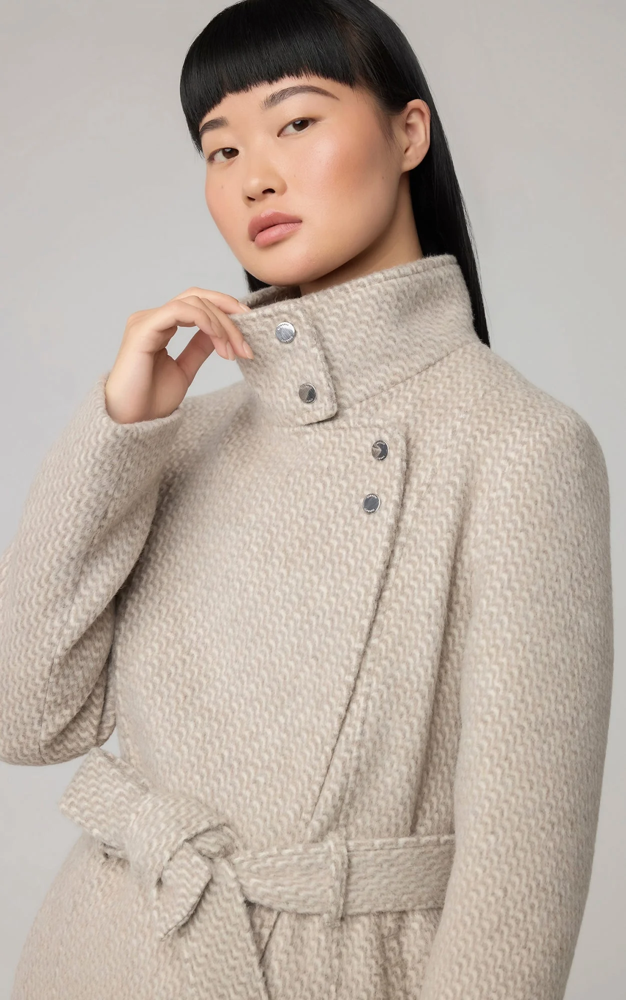 Genie Semi-Fitted Novelty Wool Coat With Belt | Hush - Image 6