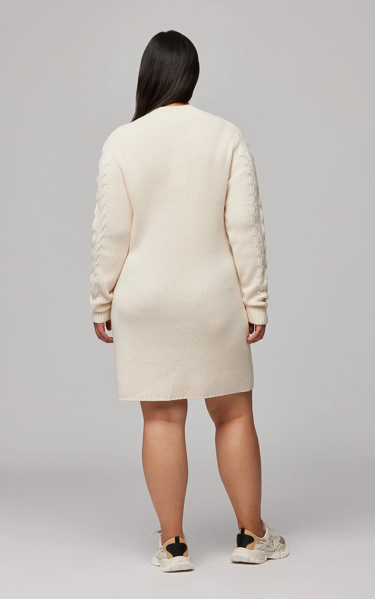 Harlyn Responsible Wool Blend Cable Knit Sweater Dress | Powder - Image 6