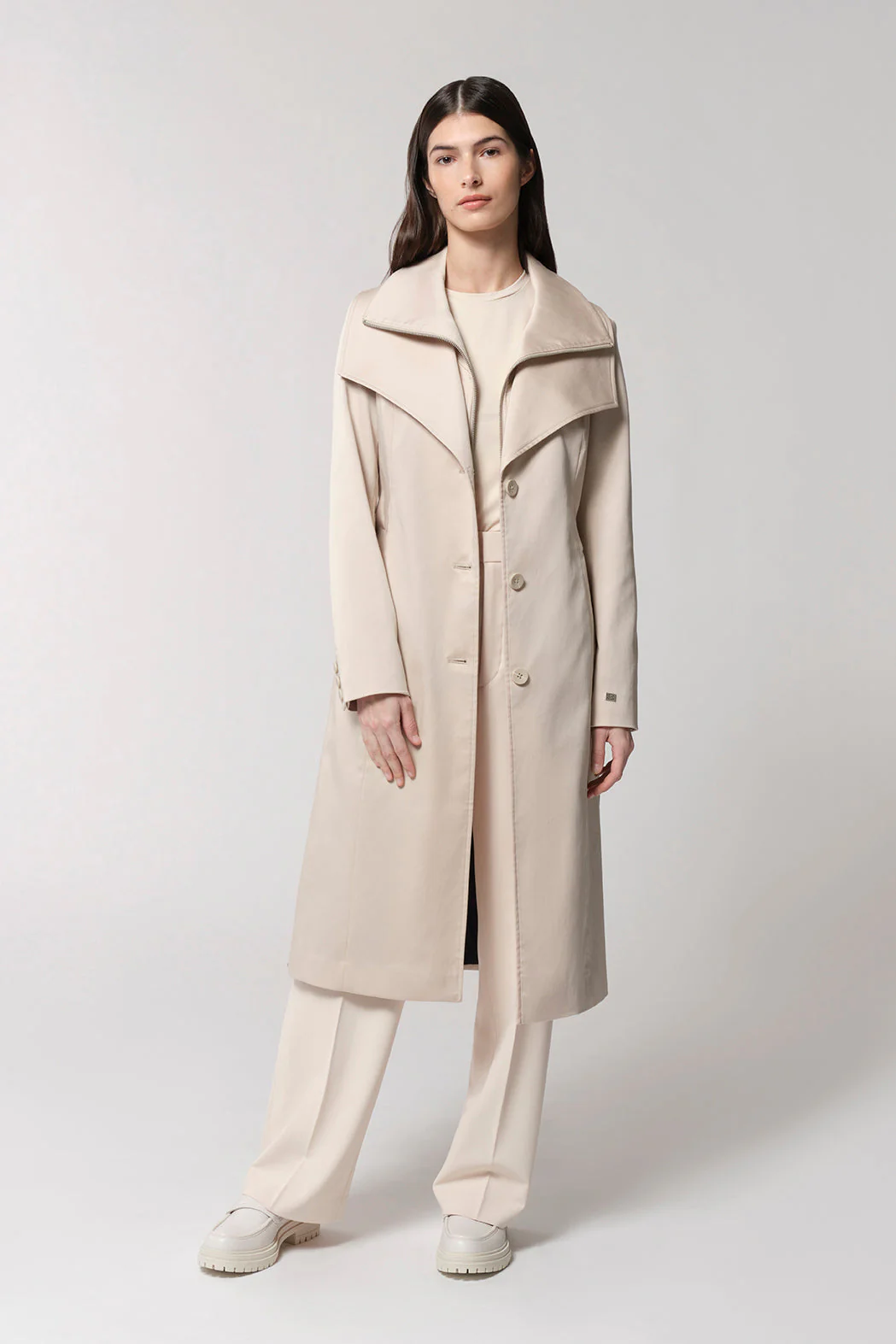 Ilana Slim-Fit Trench With Bib Collar | Mist - Image 6