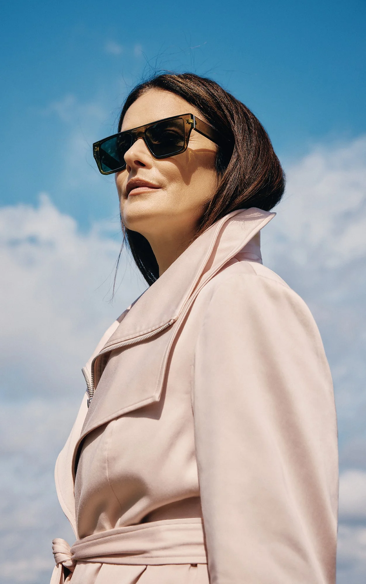 Ilana Slim-Fit Trench With Bib Collar | Mist - Image 8