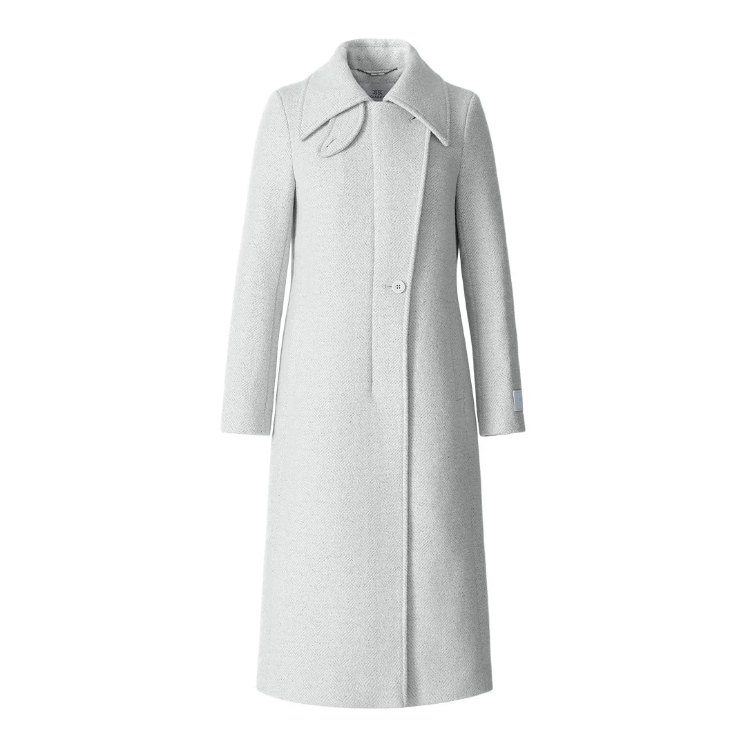 Irena Maxi Coat In Wool | Stone Blue
