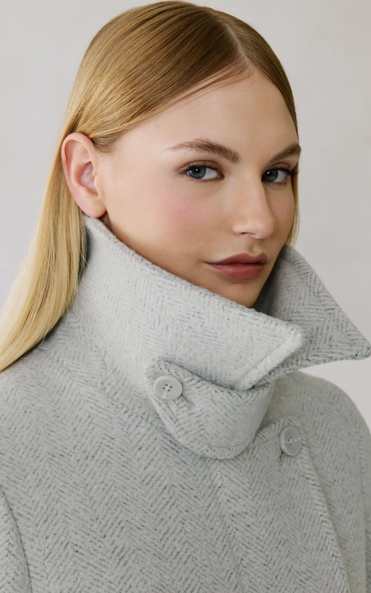 Irena Maxi Coat In Wool | Stone Blue - Image 5