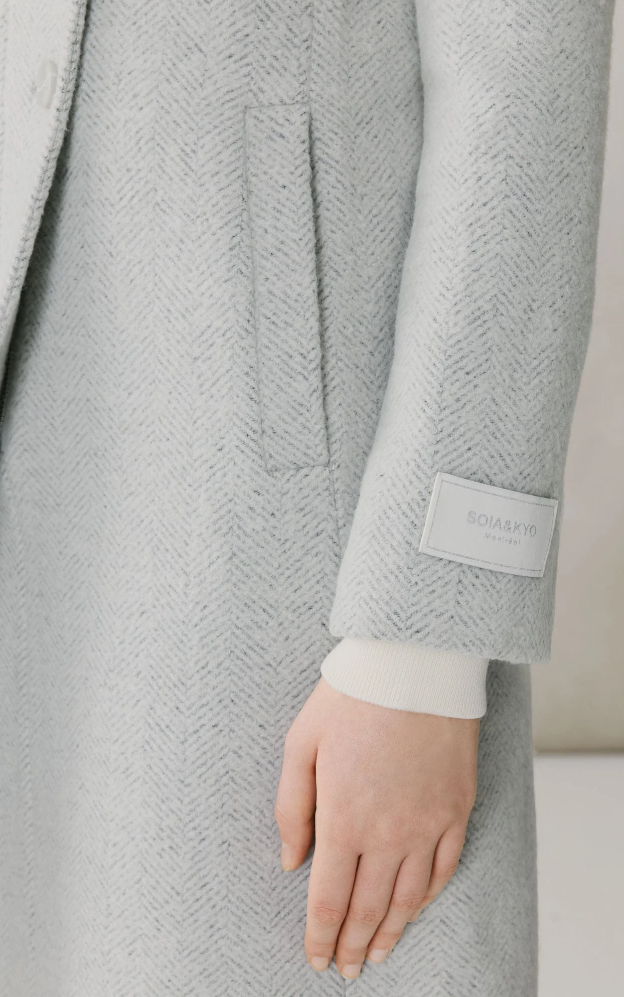 Irena Maxi Coat In Wool | Stone Blue - Image 6