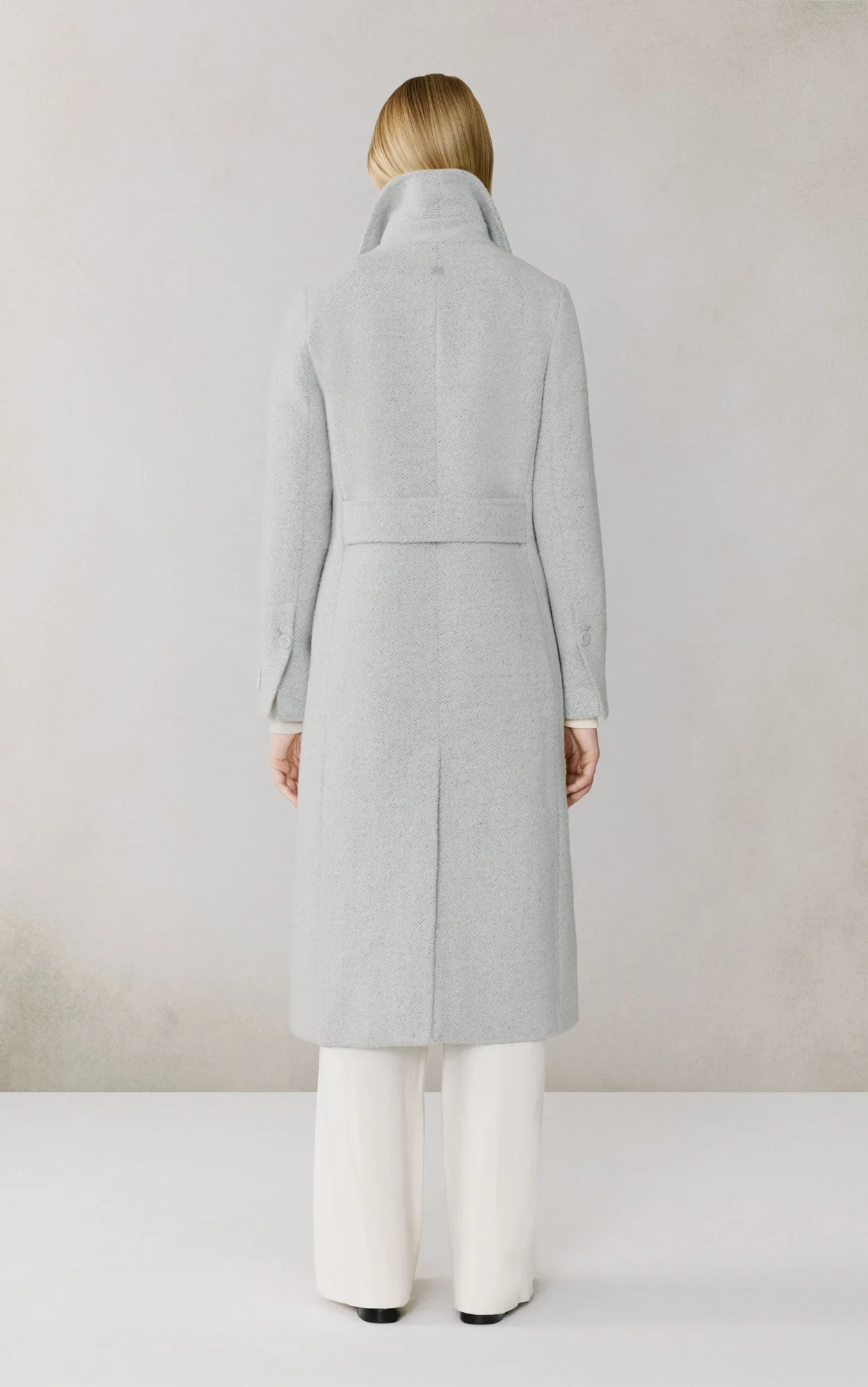 Irena Maxi Coat In Wool | Stone Blue - Image 7