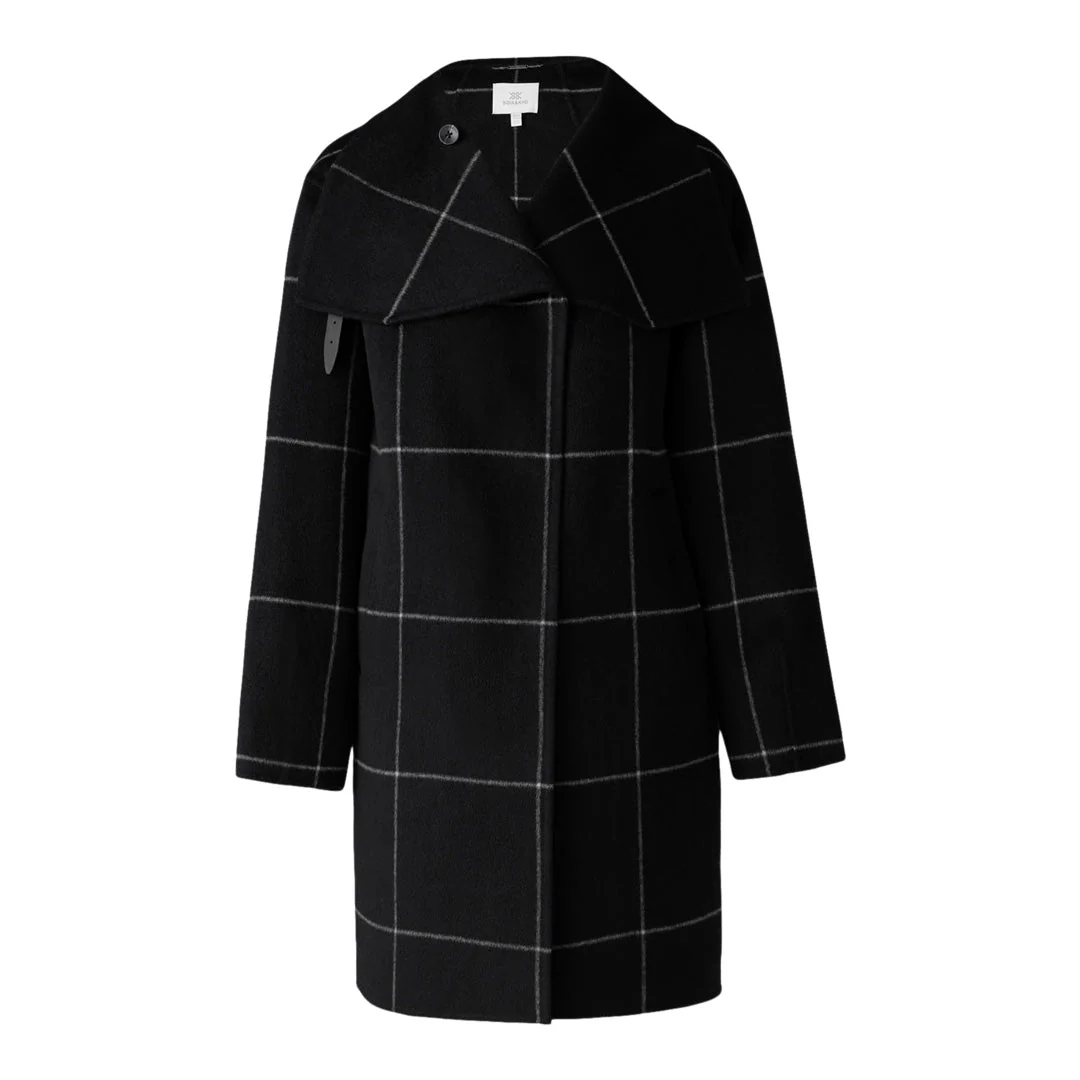 Jackie-P Cocoon Coat In Double Face Wool | Black-Powder
