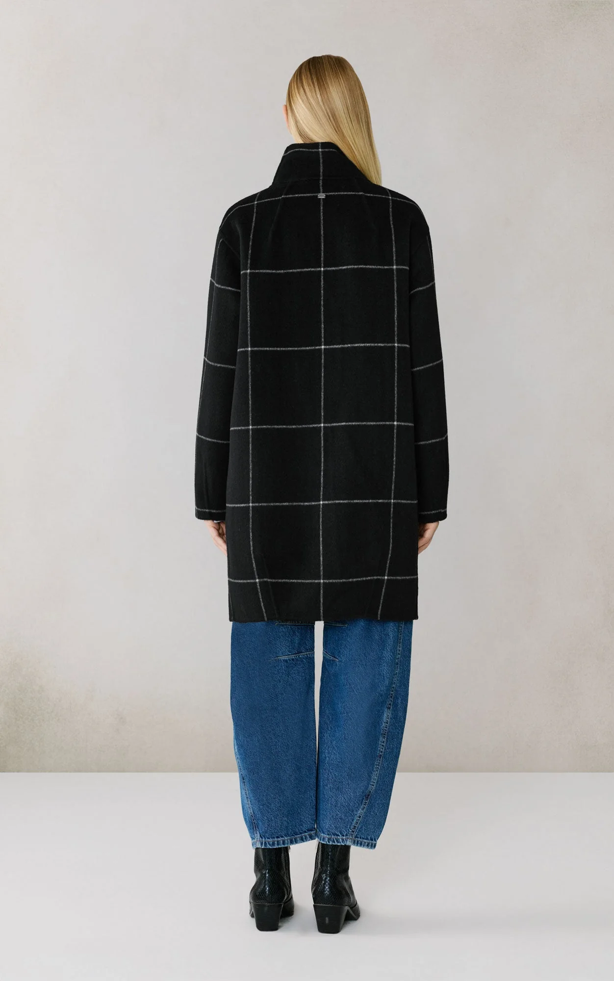 Jackie-P Cocoon Coat In Double Face Wool | Black-Powder - Image 6