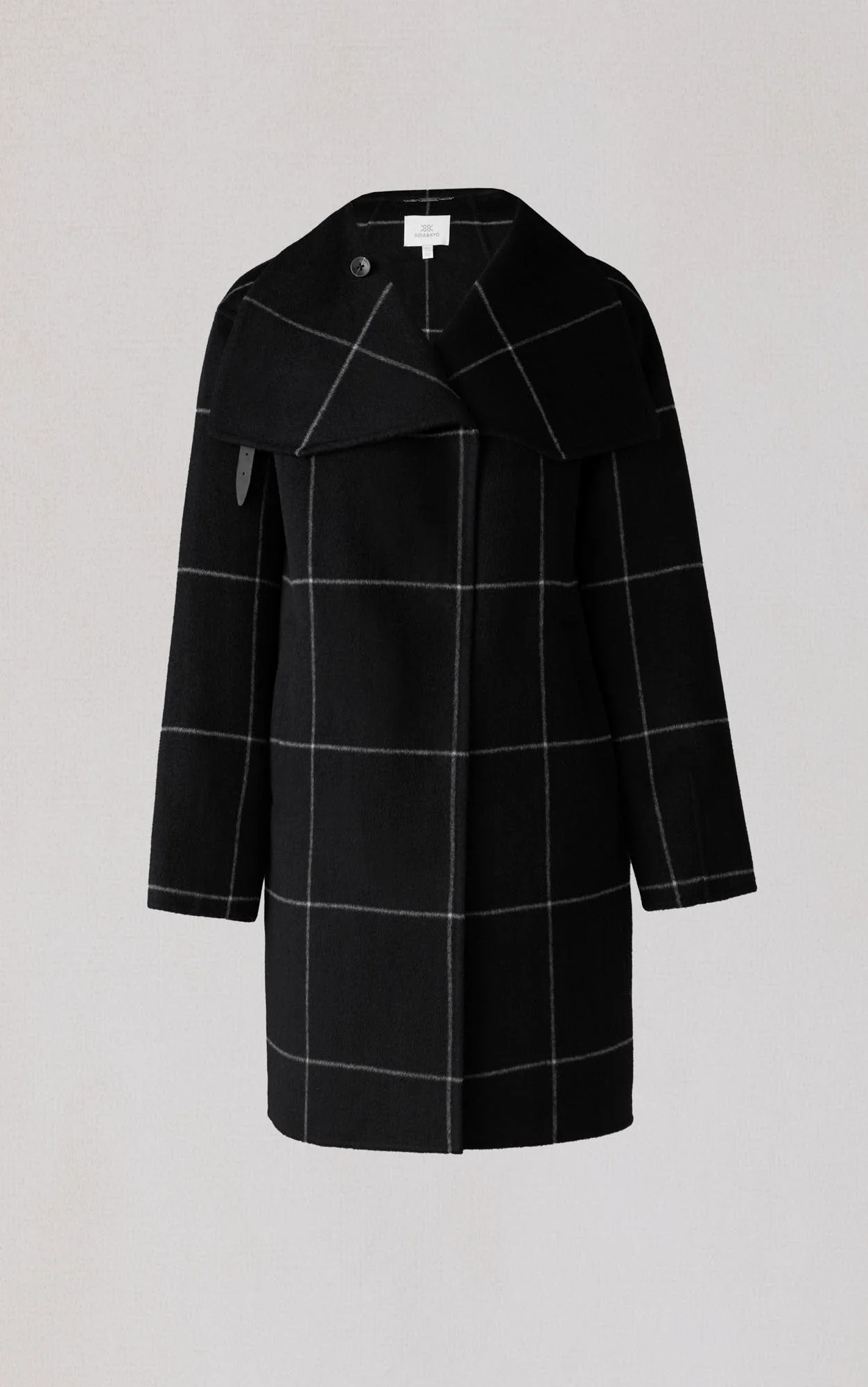 Jackie-P Cocoon Coat In Double Face Wool | Black-Powder - Image 7