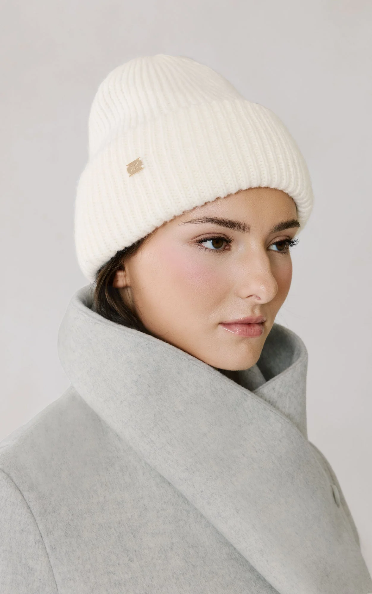 Jaya-N Wool Blend Rib Knit Toque | Powder - Image 3