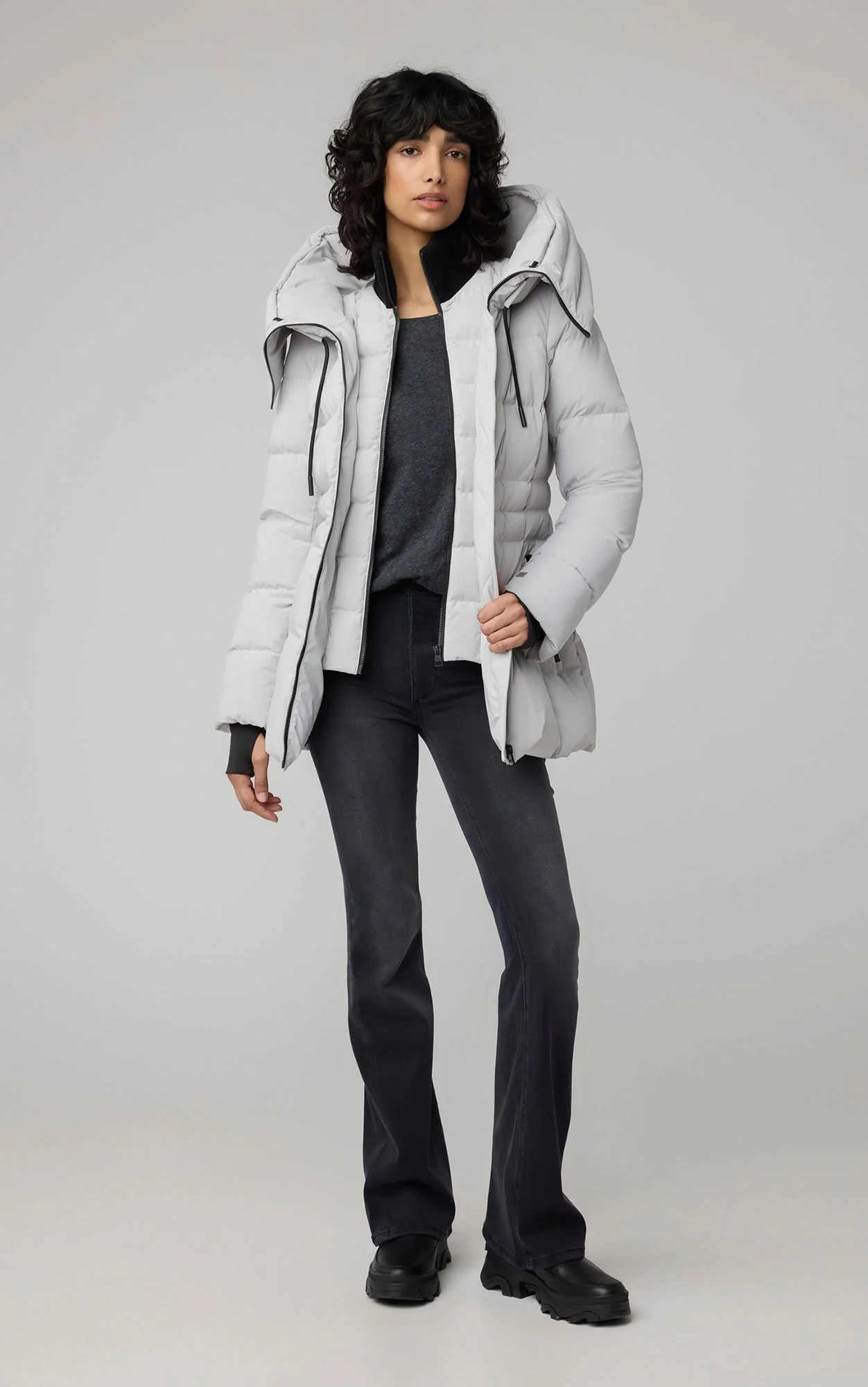 June Down Coat With Bib | Stone - Image 2