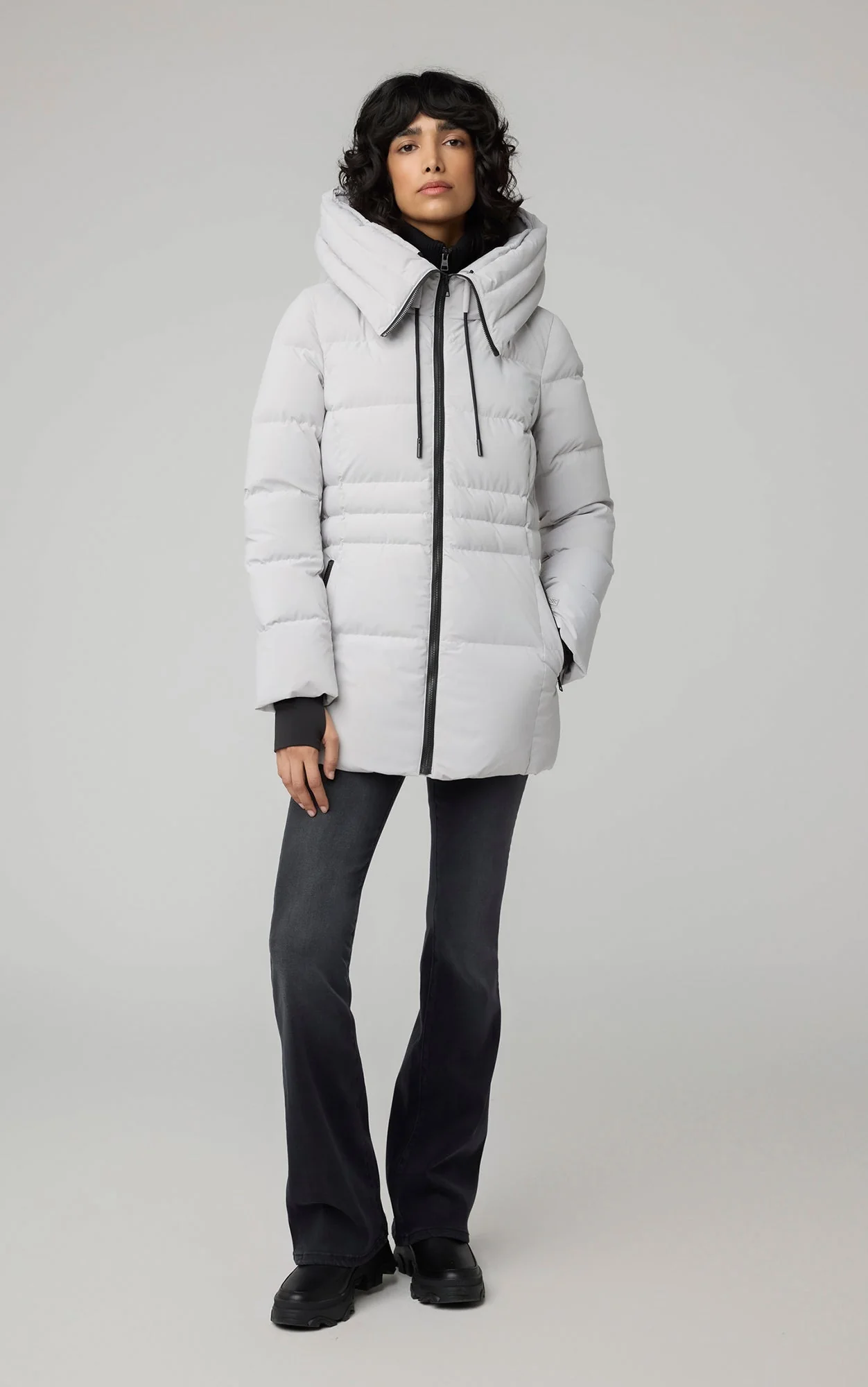 June Down Coat With Bib | Stone - Image 3