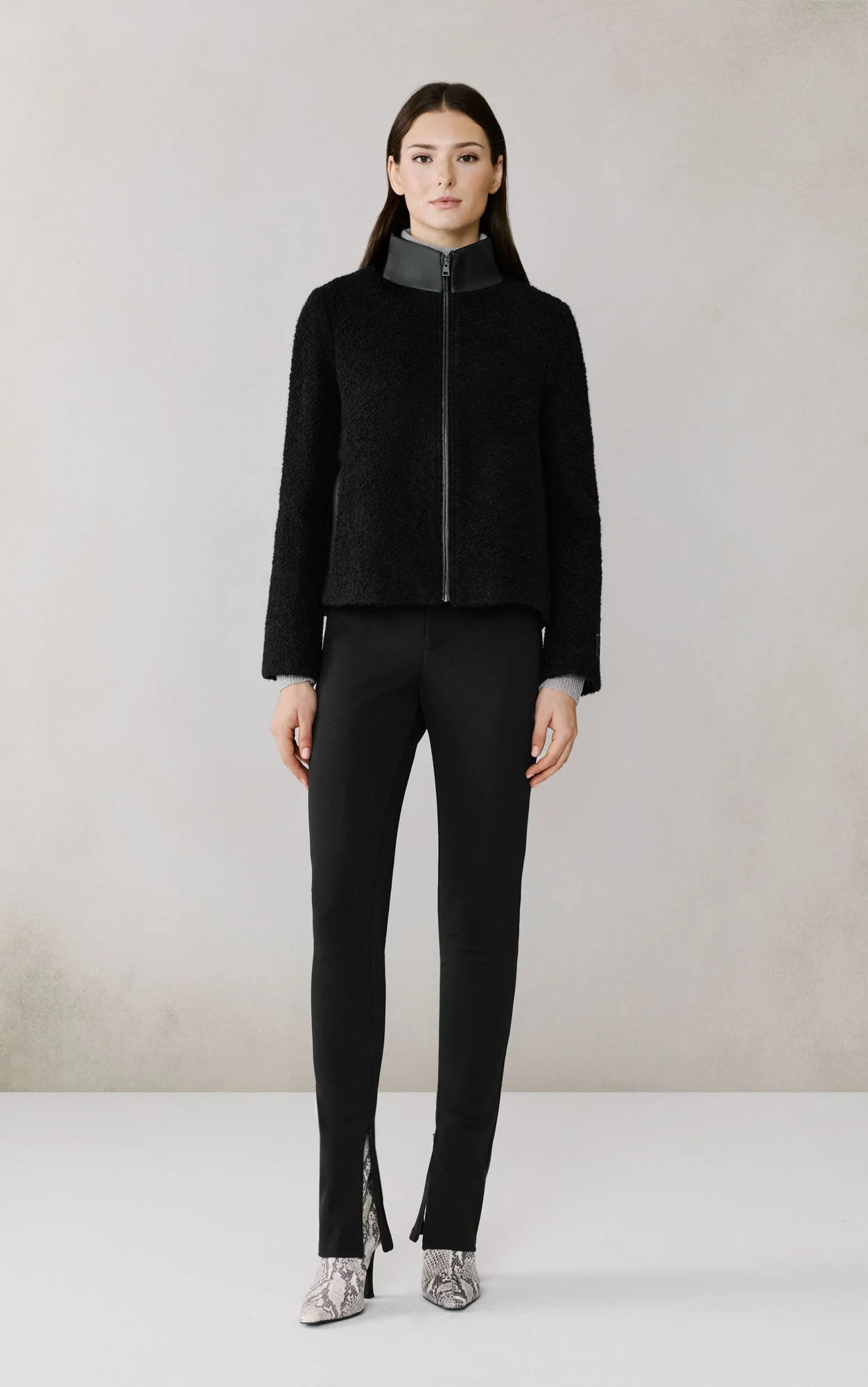 Kaitlyn Boucle Trapez Jacket In Wool | Black - Image 3