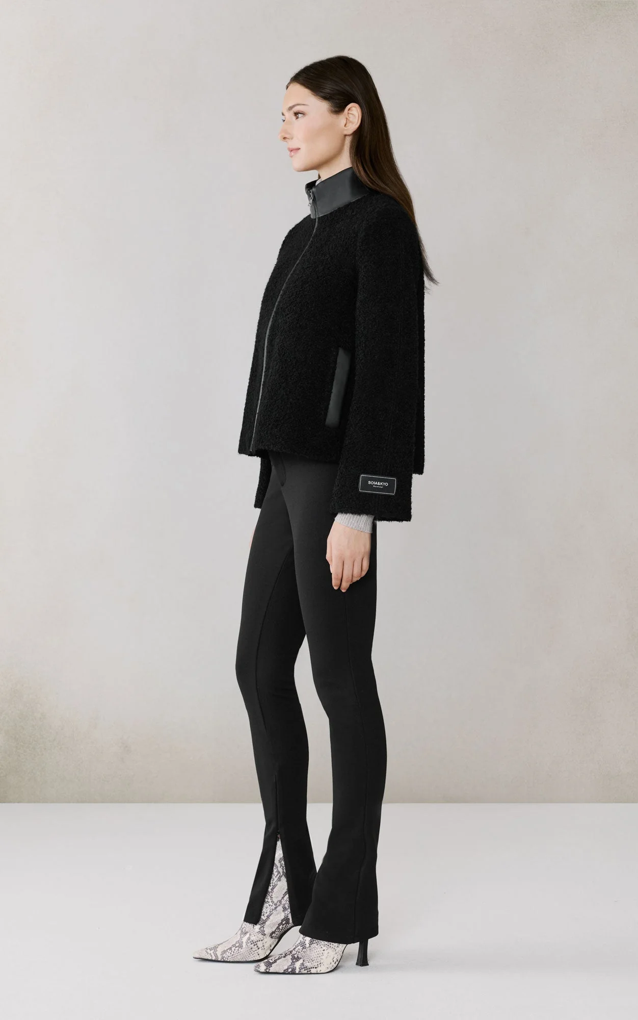 Kaitlyn Boucle Trapez Jacket In Wool | Black - Image 4