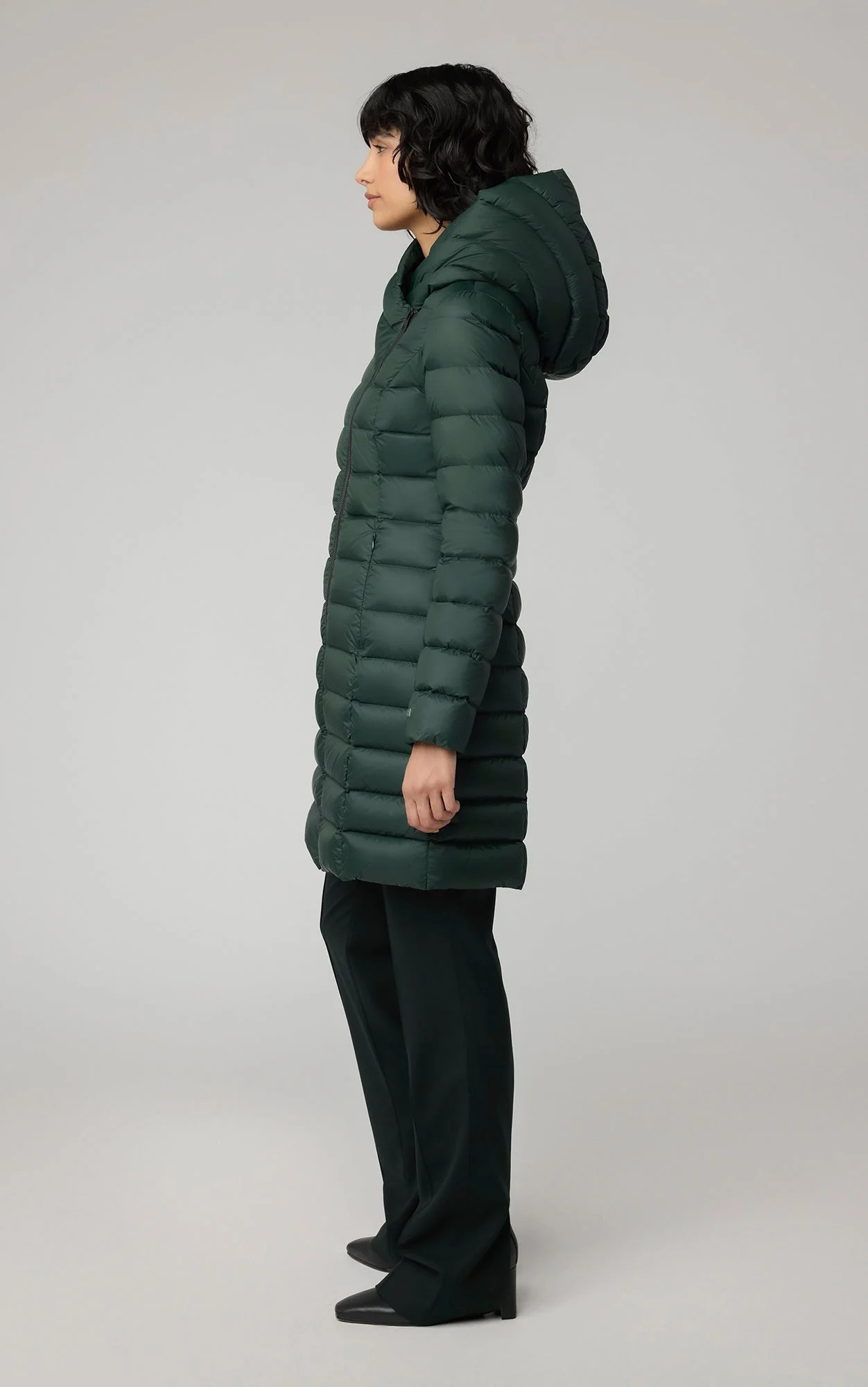 Karelle-Td Slim-Fit Lightweight Down Coat | Evergreen - Image 2