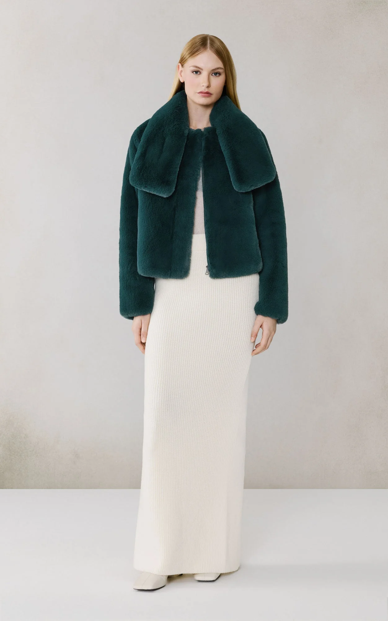 Kendell Boxy Jacket With Scarf | Midnight Forest - Image 2