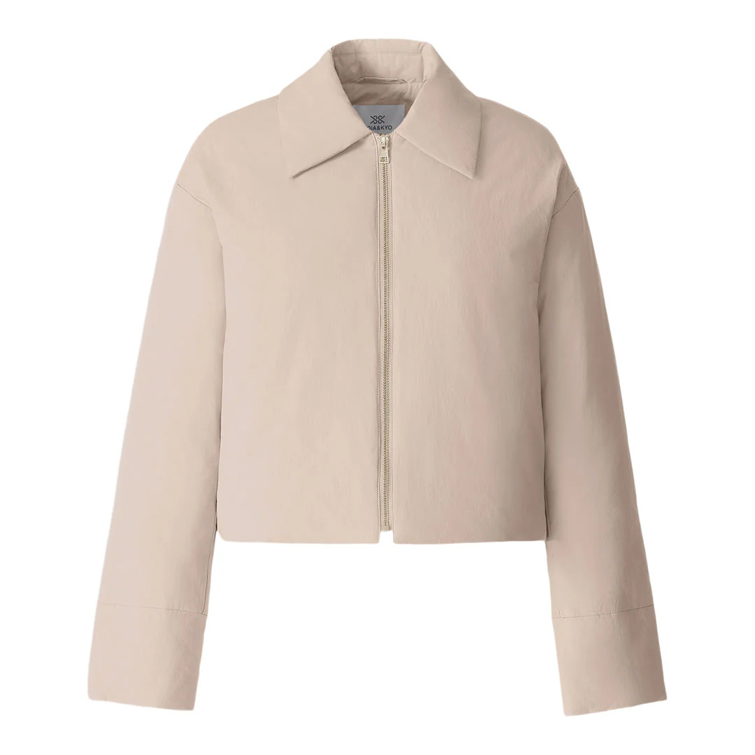 Laleh Duvet Down Cropped Jacket In Cotton | Soft Teak