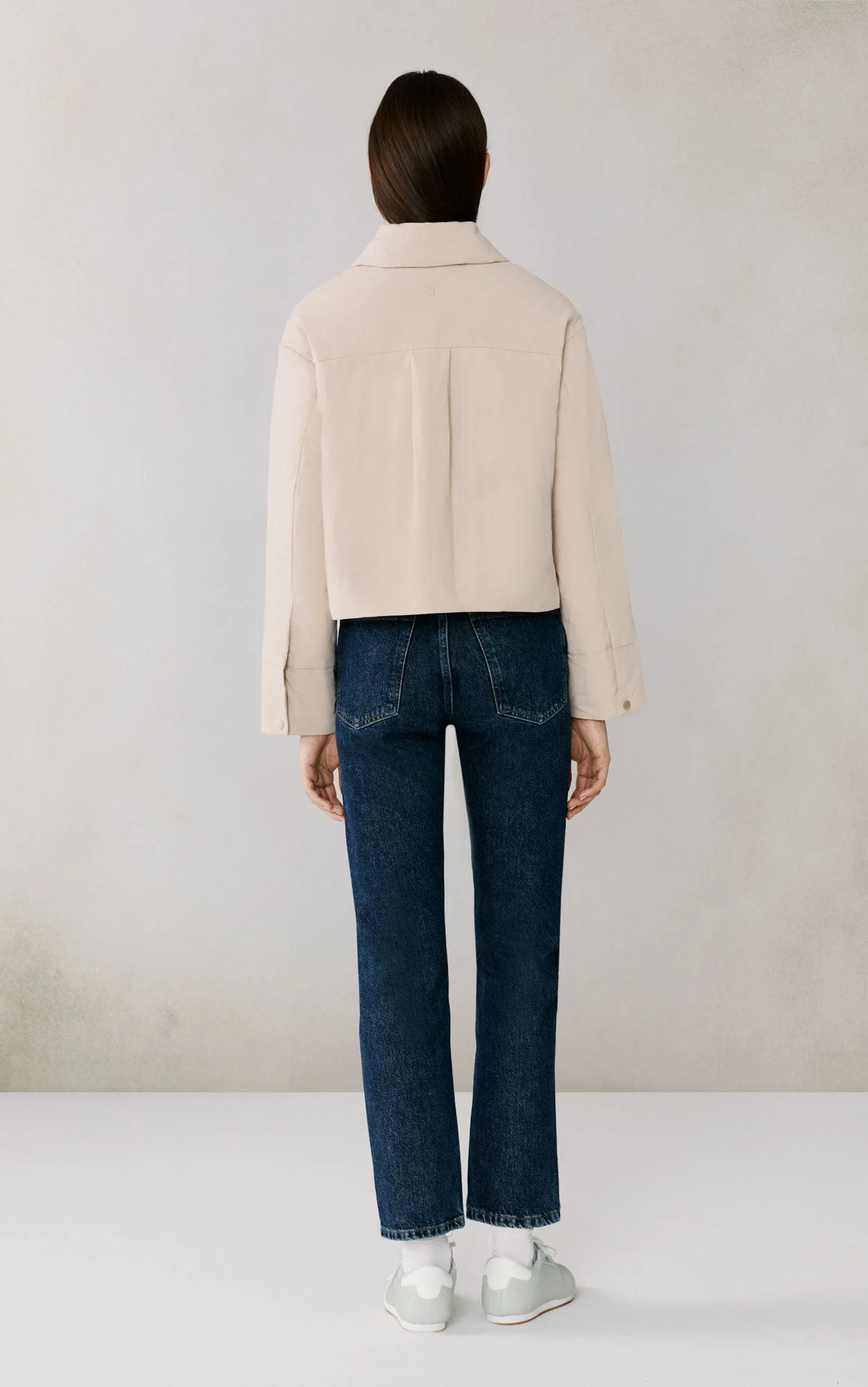 Laleh Duvet Down Cropped Jacket In Cotton | Soft Teak - Image 9