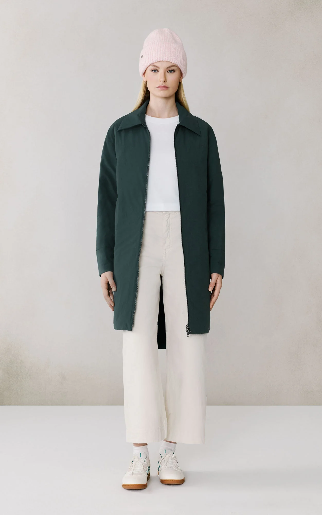 Laleh-L Duvet Down Coat In Cotton | Midnight Forest - Image 2