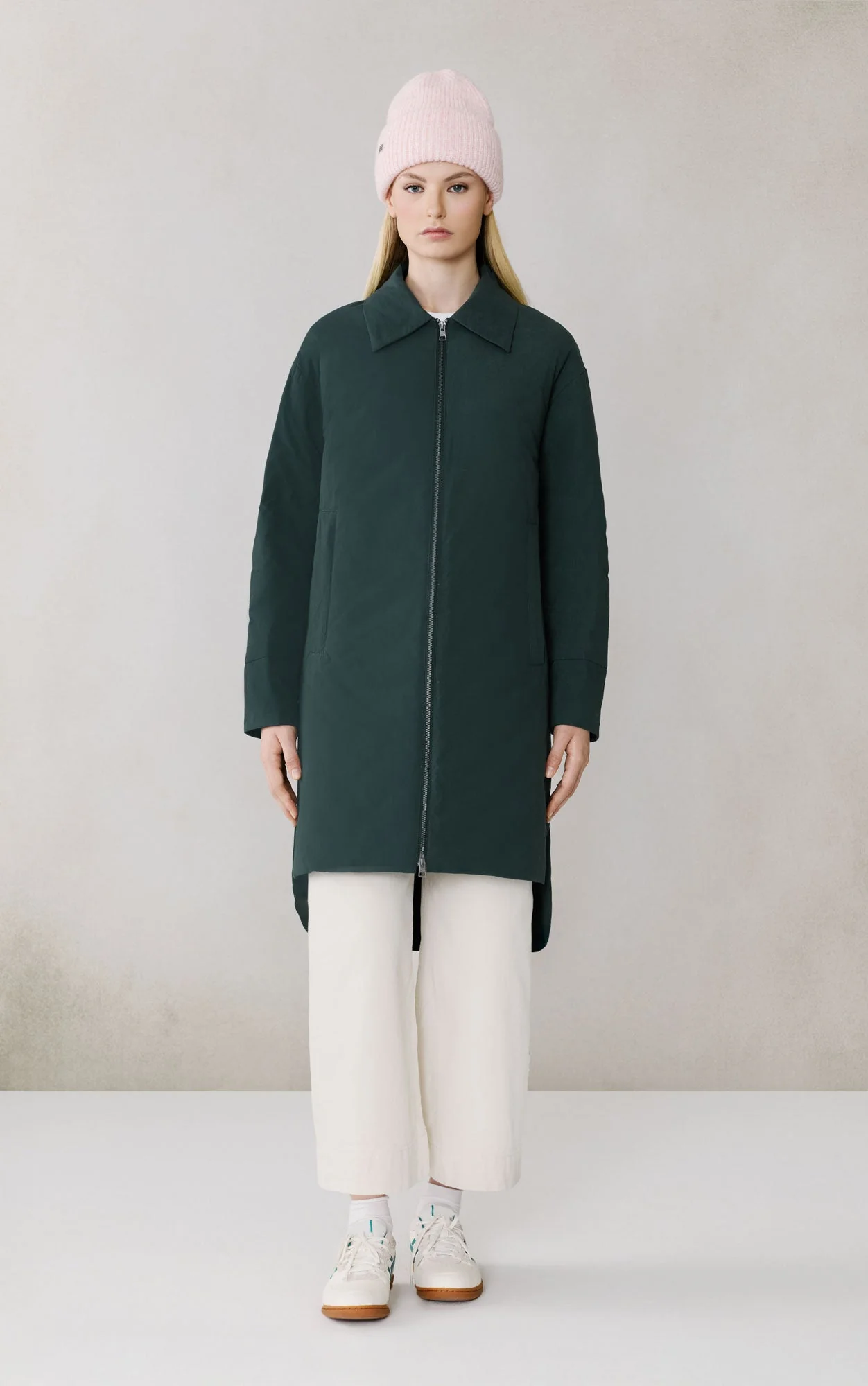 Laleh-L Duvet Down Coat In Cotton | Midnight Forest - Image 3