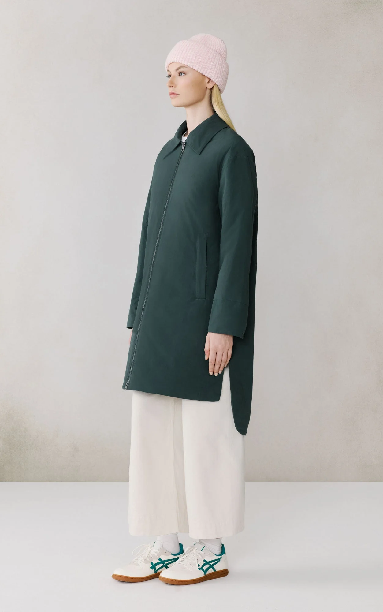Laleh-L Duvet Down Coat In Cotton | Midnight Forest - Image 4