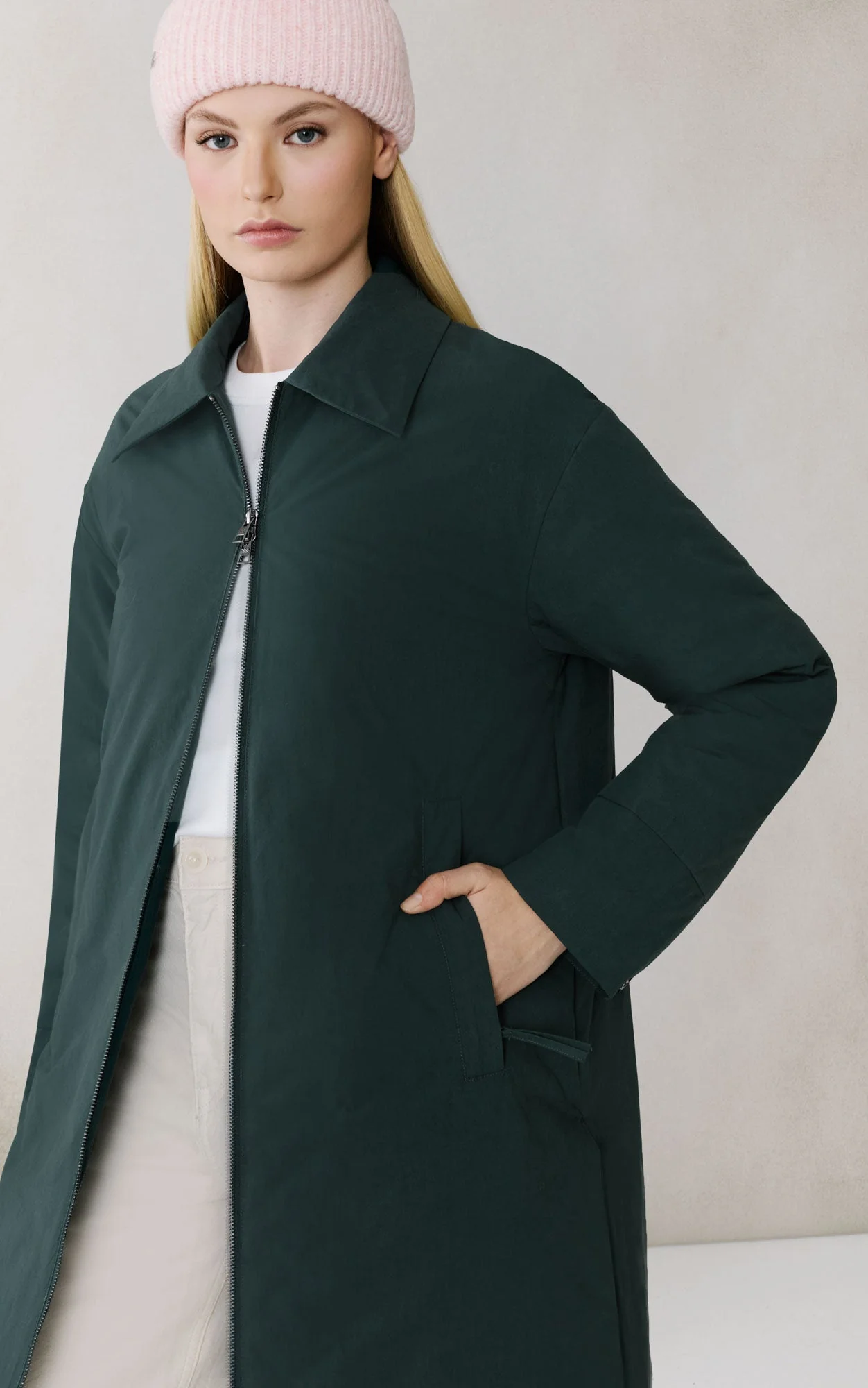 Laleh-L Duvet Down Coat In Cotton | Midnight Forest - Image 5