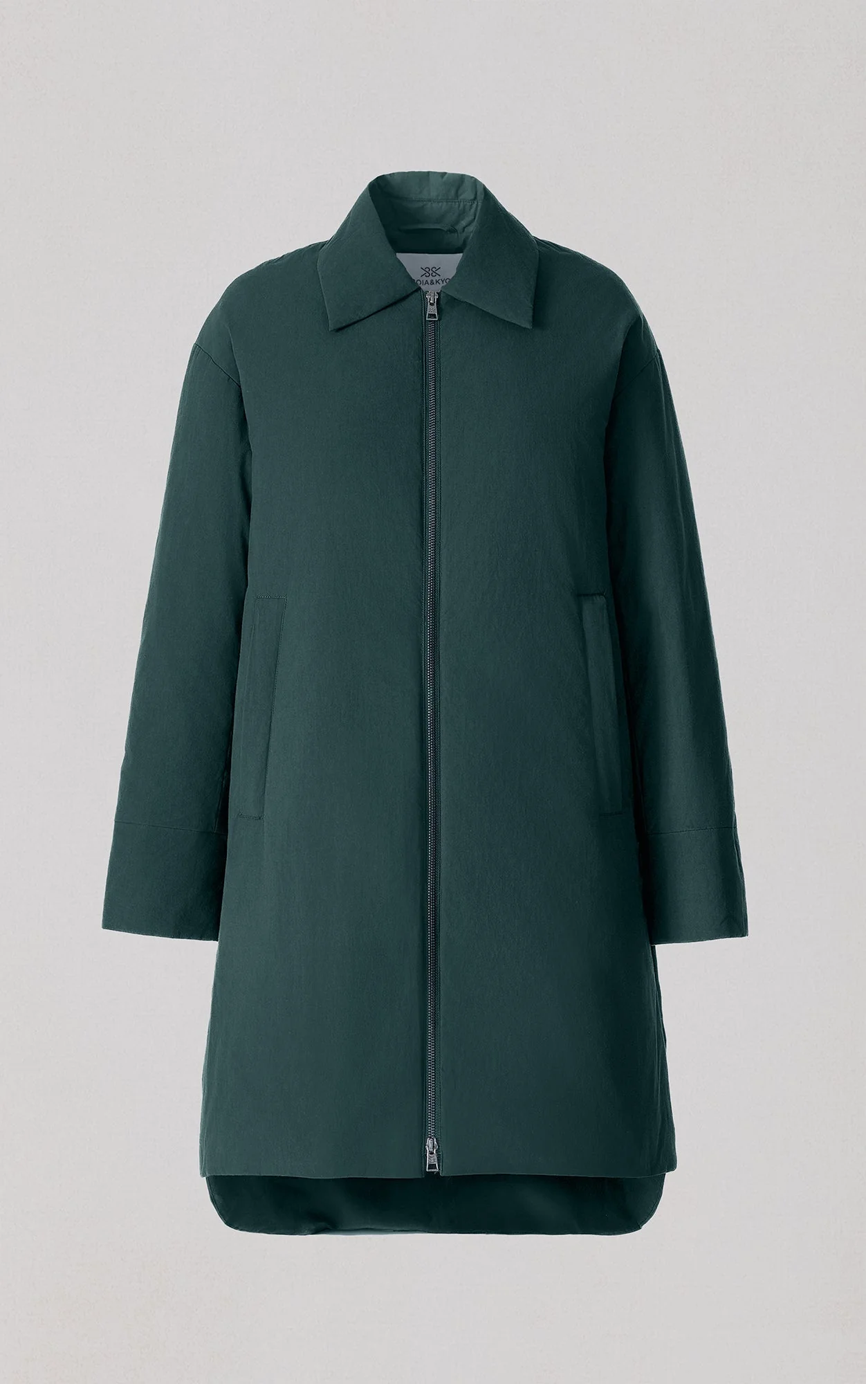 Laleh-L Duvet Down Coat In Cotton | Midnight Forest - Image 8