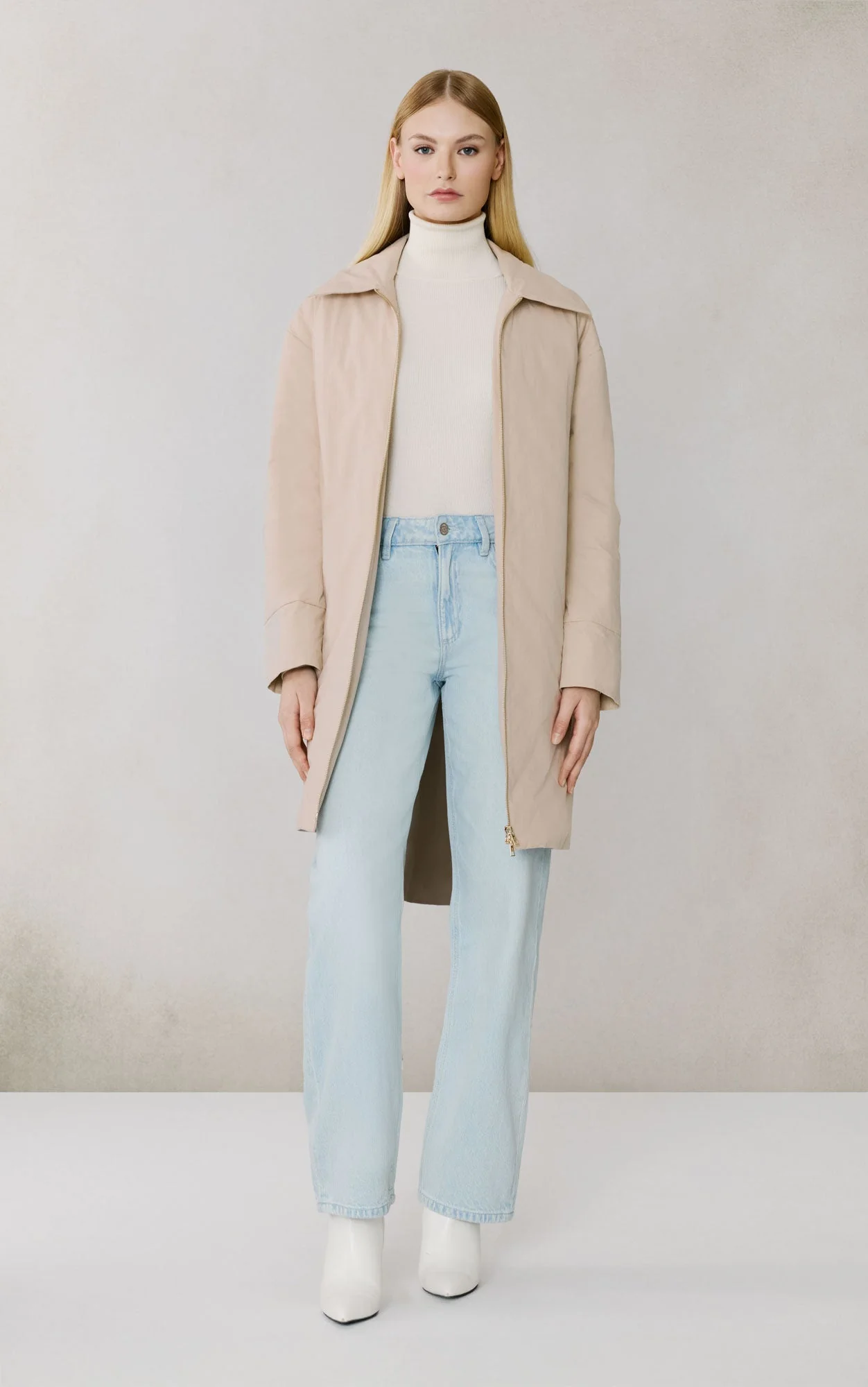 Laleh-L Duvet Down Coat In Cotton | Soft Teak - Image 2