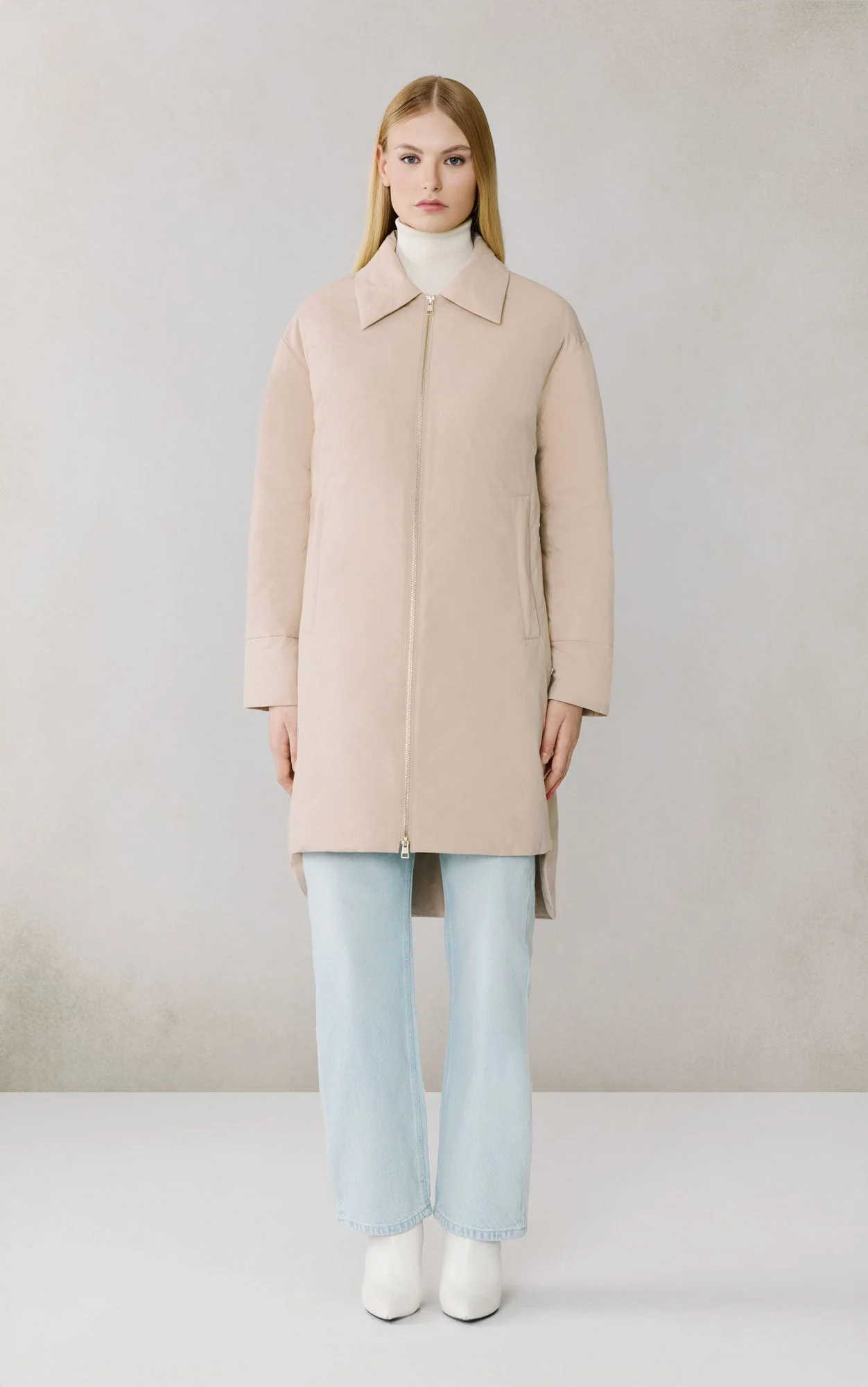 Laleh-L Duvet Down Coat In Cotton | Soft Teak - Image 3