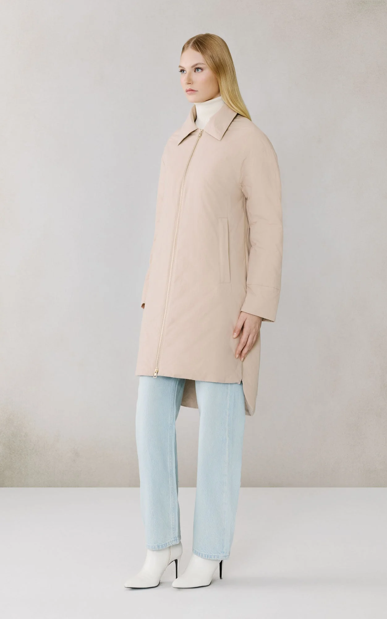Laleh-L Duvet Down Coat In Cotton | Soft Teak - Image 4