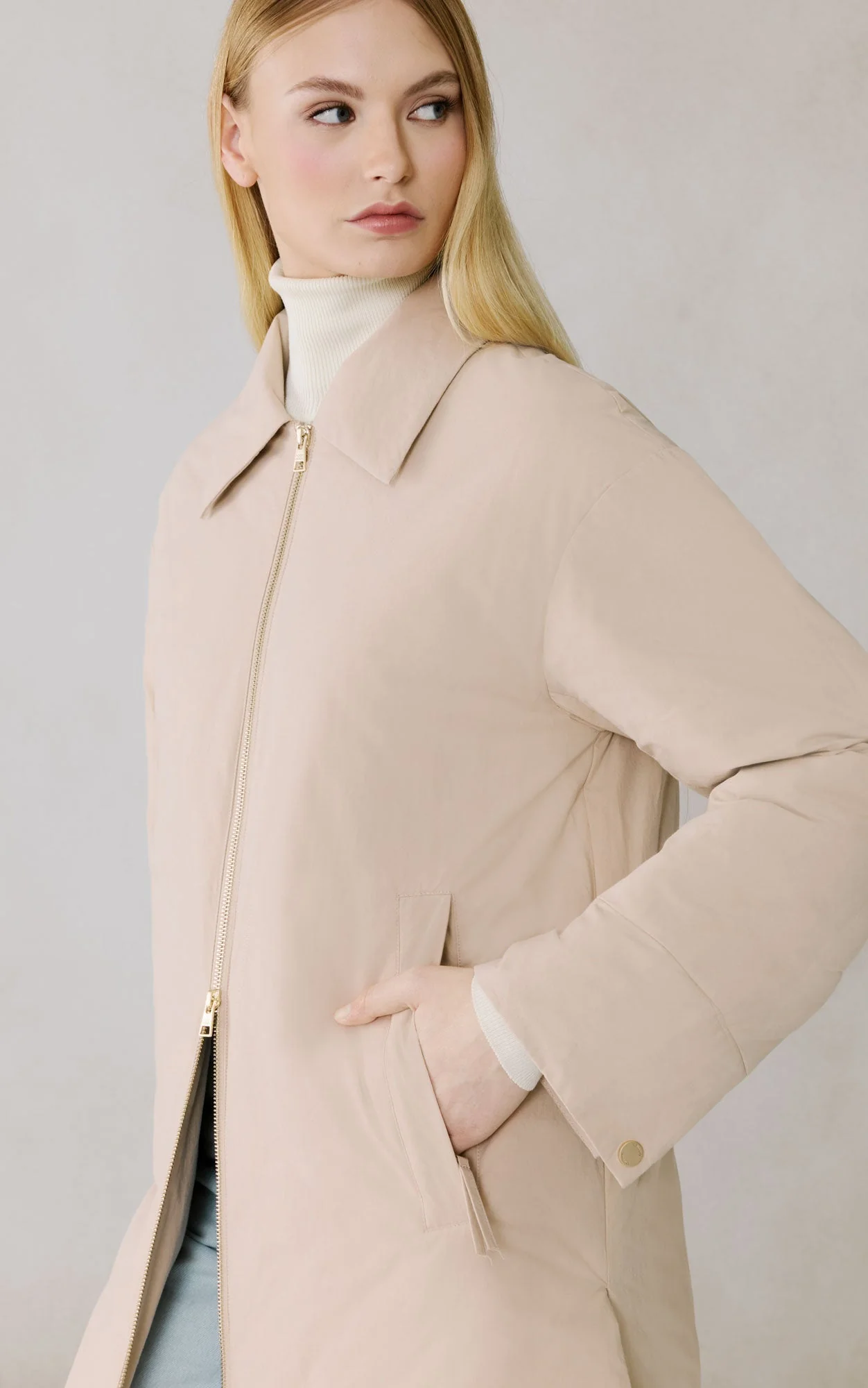 Laleh-L Duvet Down Coat In Cotton | Soft Teak - Image 5