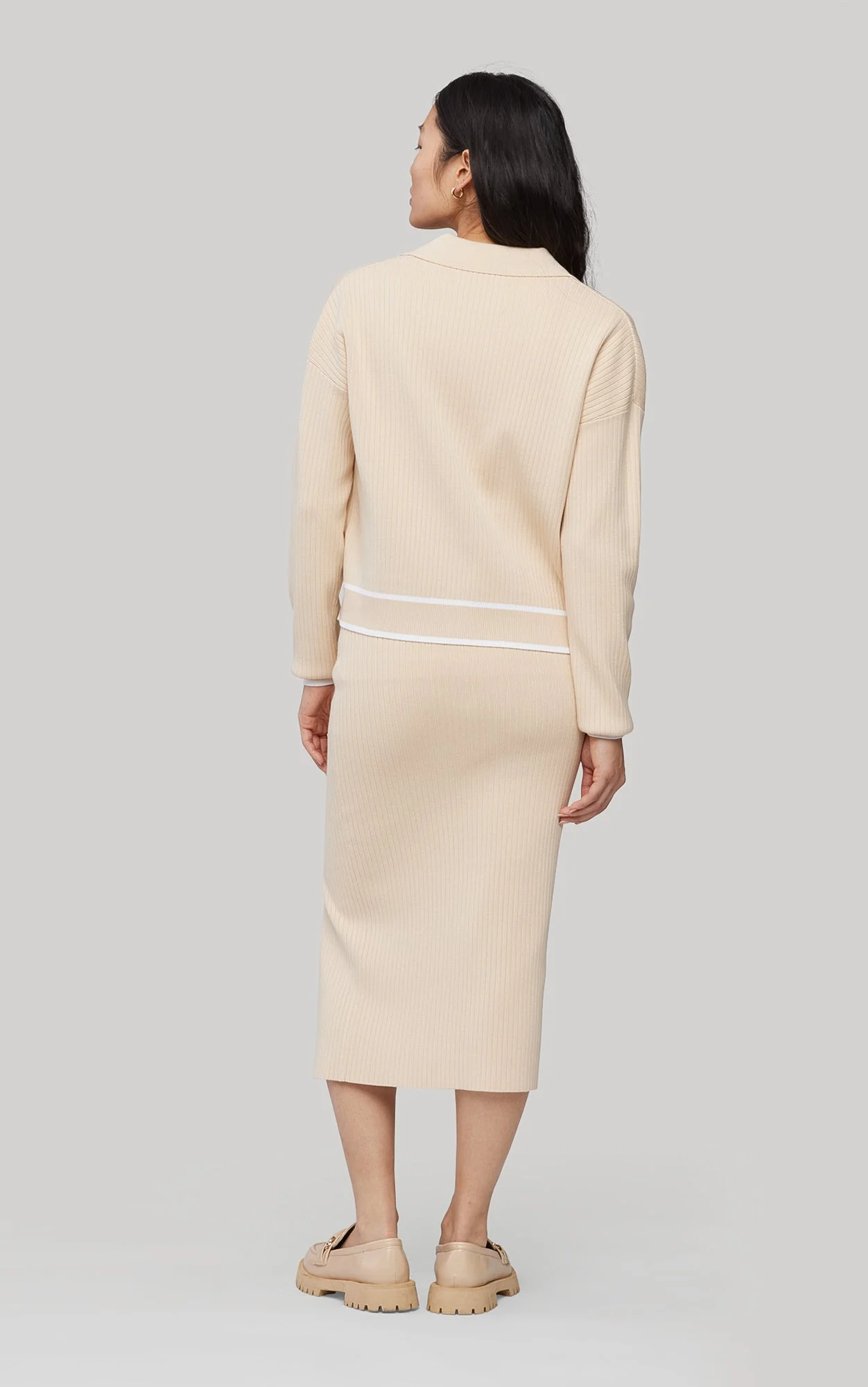 Lucie Sustainable Hip-Length Knit | Sand-Ivory - Image 2