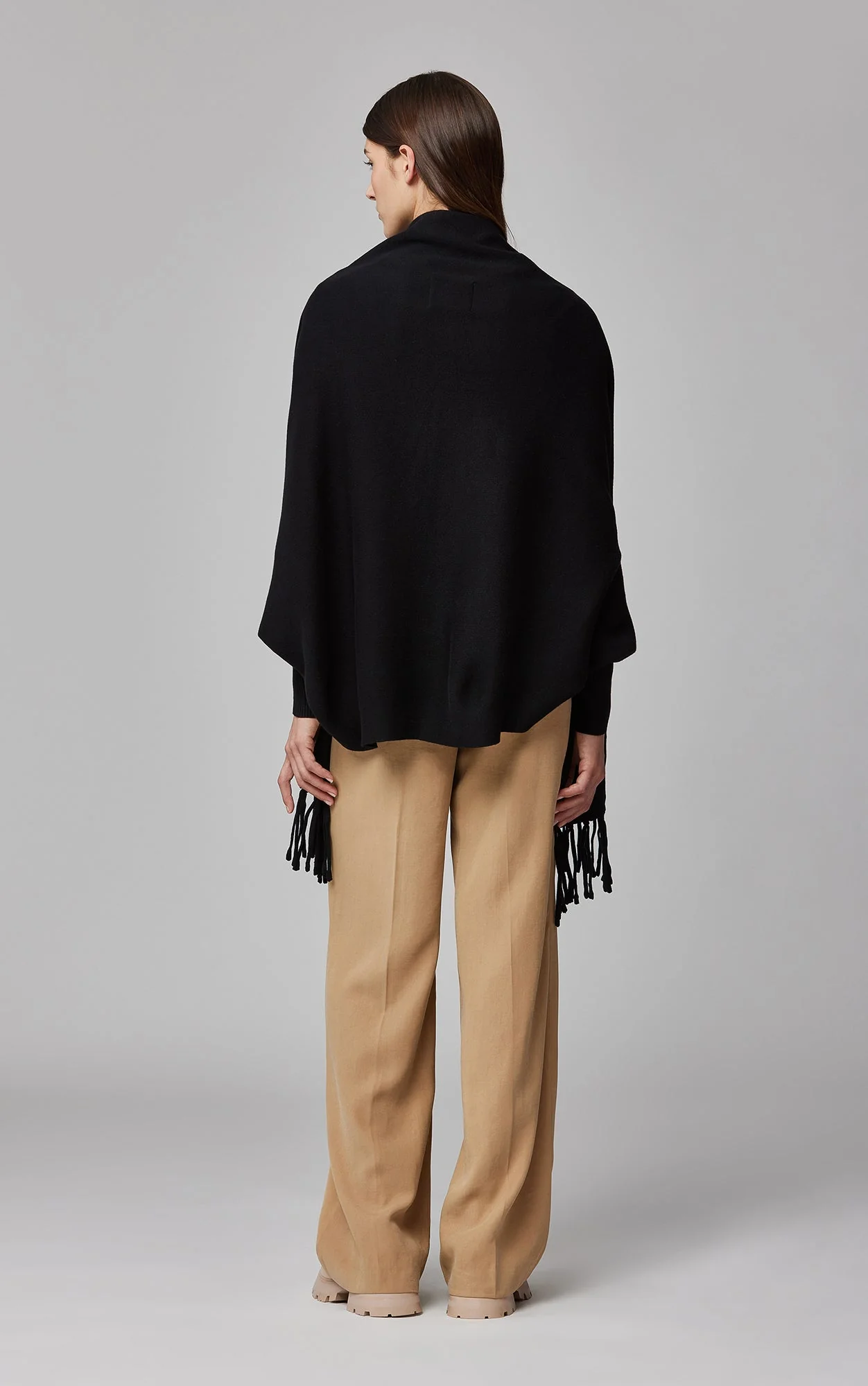Miku Scarfigan With Fringe And Cuffs | Black - Image 3