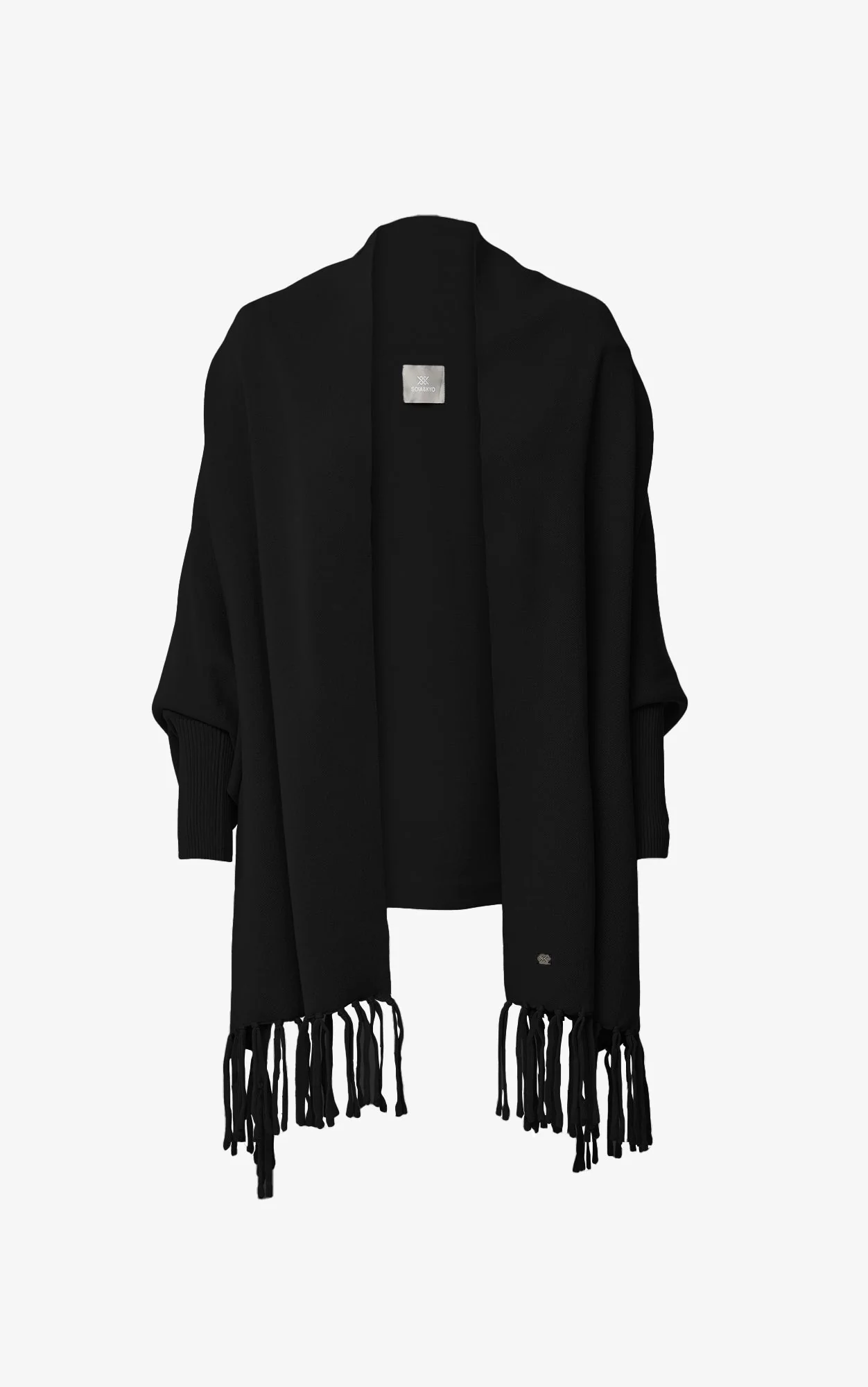 Miku Scarfigan With Fringe And Cuffs | Black - Image 5