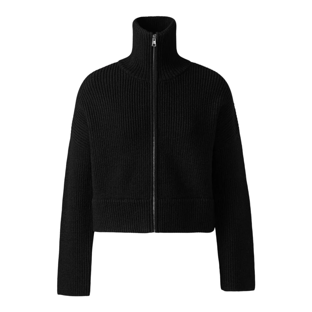 Noelle Cropped Cardigan In Wool | Black