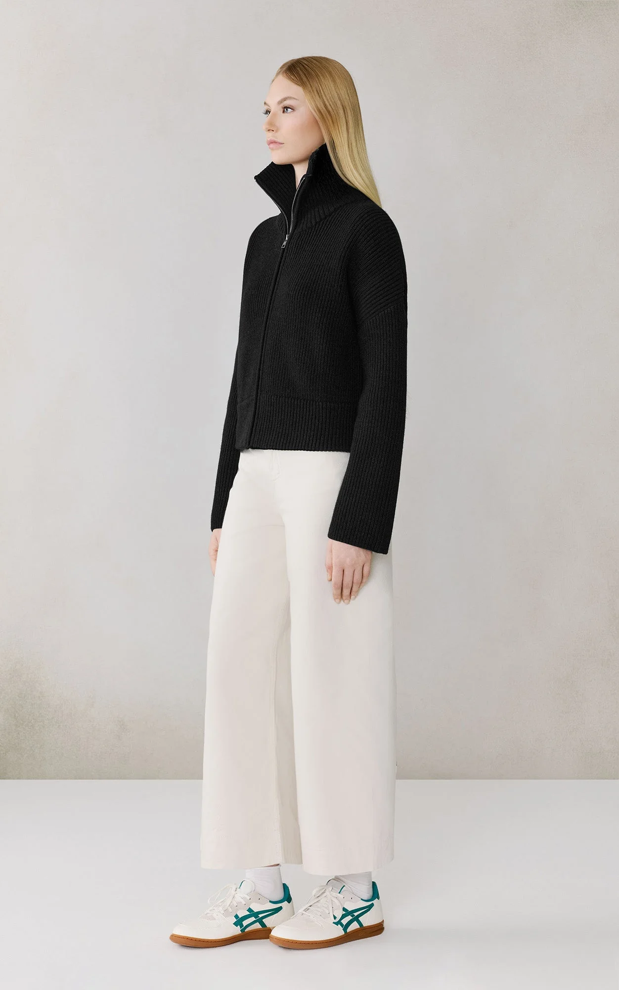 Noelle Cropped Cardigan In Wool | Black - Image 5