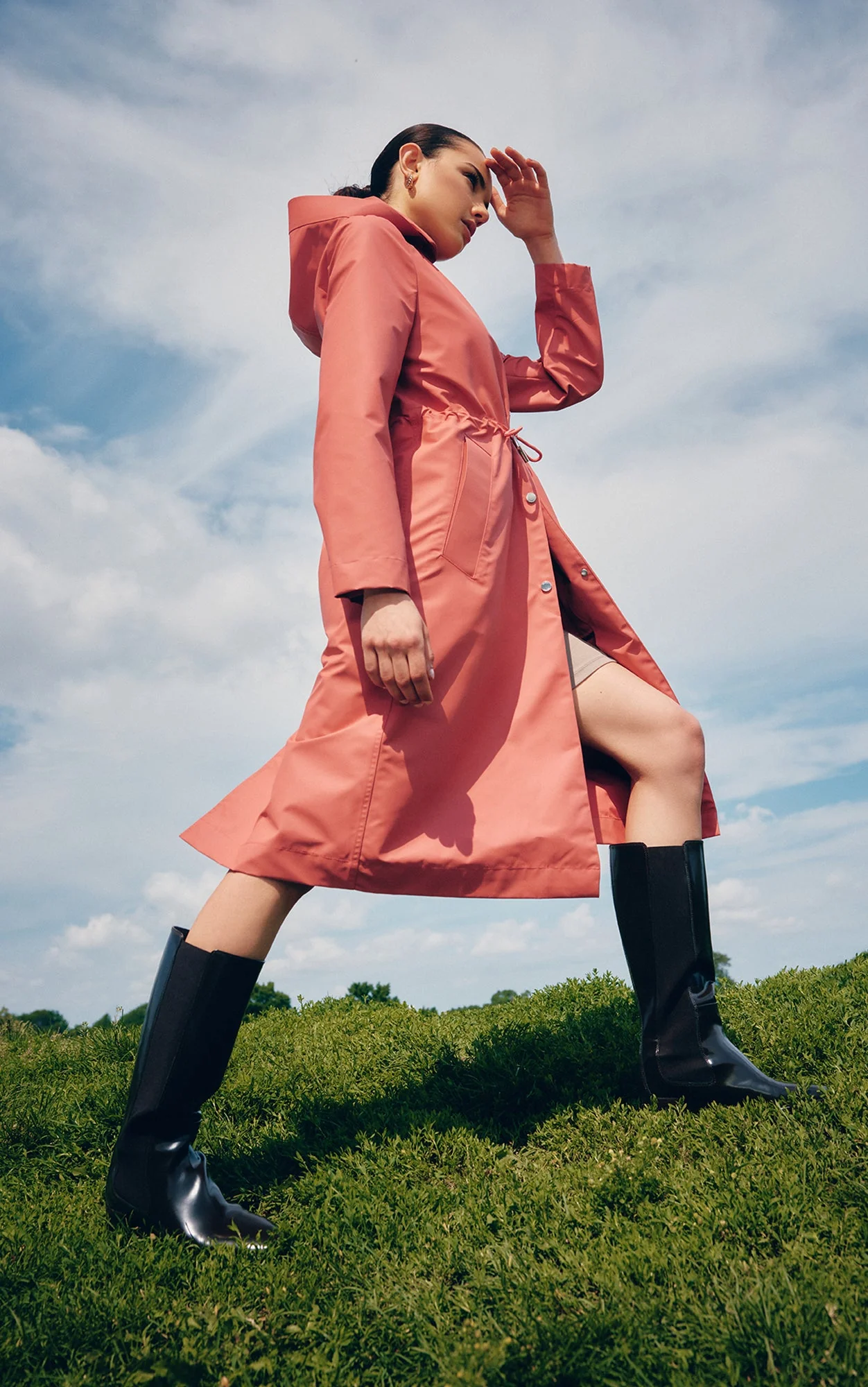 Simone Semi-Fitted Raincoat With Detachable Hood | Rosewood - Image 2