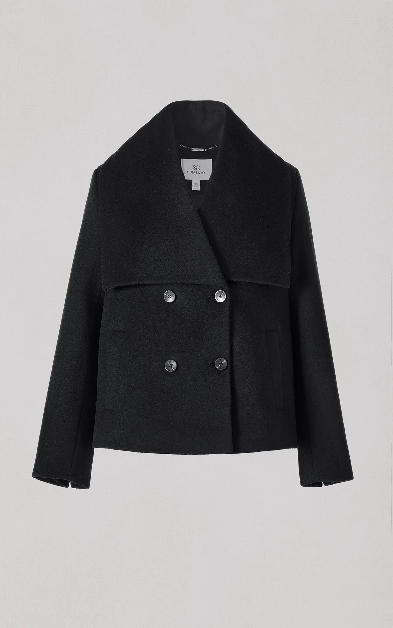 Tala Double Breasted Coat In Wool | Black - Image 2