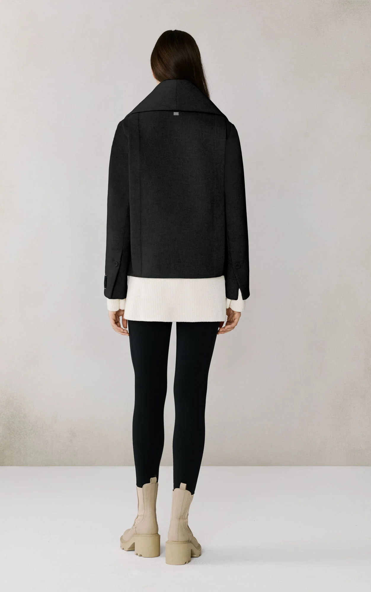 Tala Double Breasted Coat In Wool | Black - Image 4