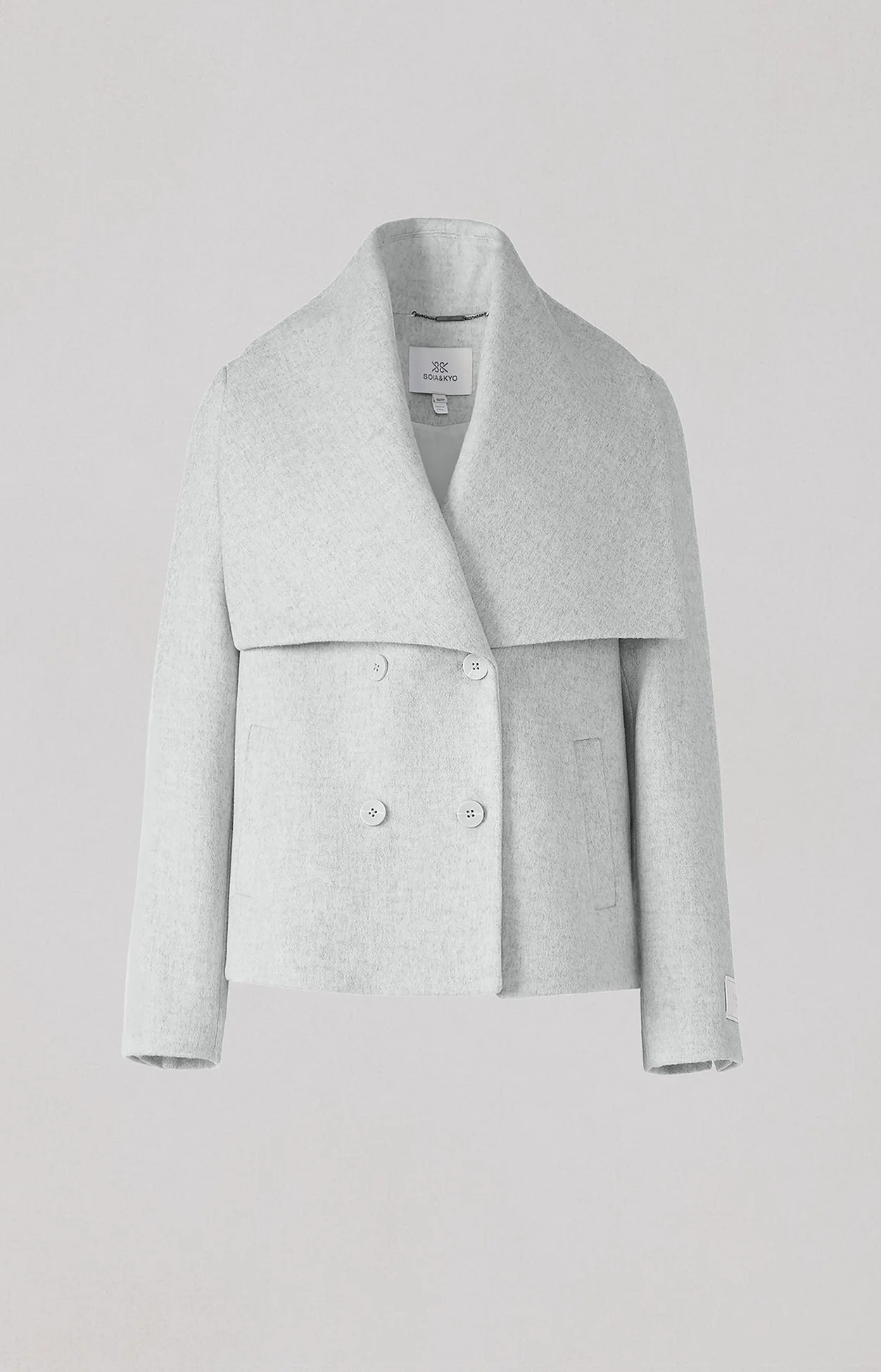 Tala Double Breasted Coat In Wool | Stone Blue Heather - Image 2