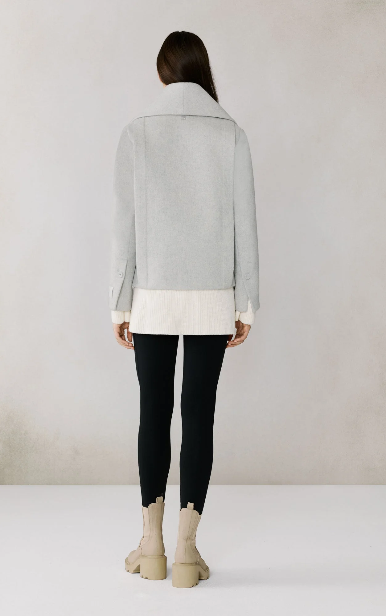Tala Double Breasted Coat In Wool | Stone Blue Heather - Image 3