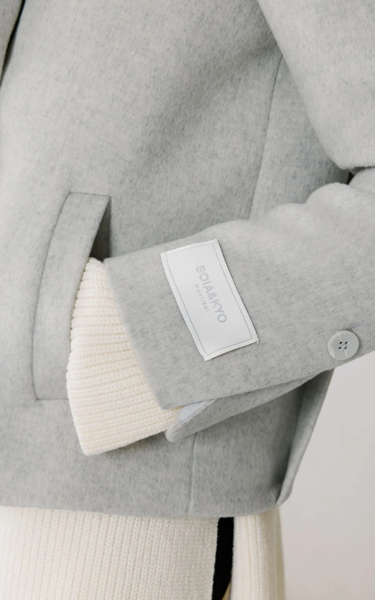 Tala Double Breasted Coat In Wool | Stone Blue Heather - Image 4