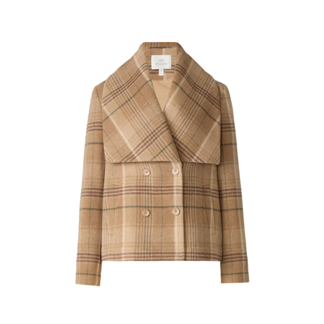Tala-P Double Breasted Coat In Wool | Teak