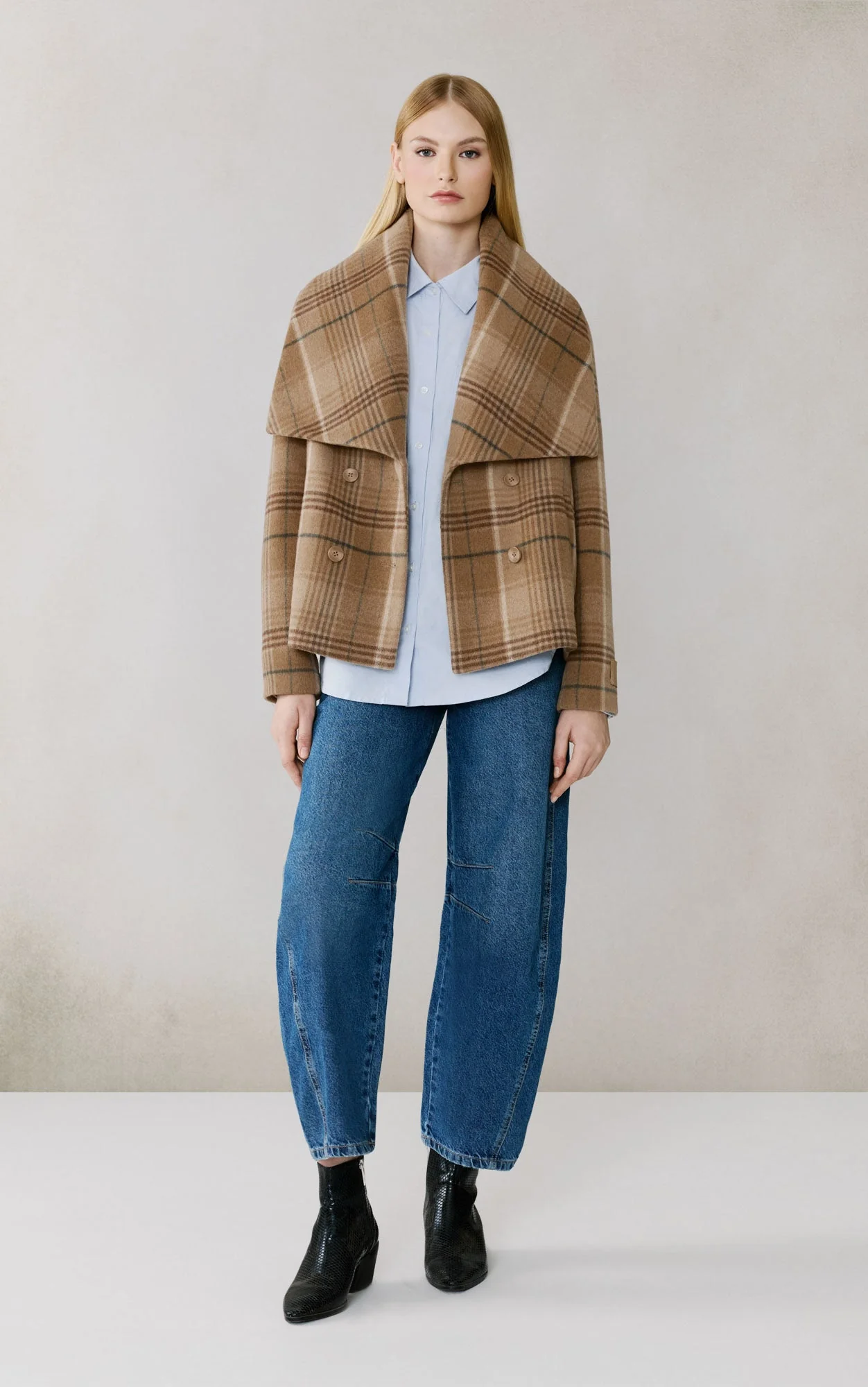 Tala-P Double Breasted Coat In Wool | Teak - Image 3