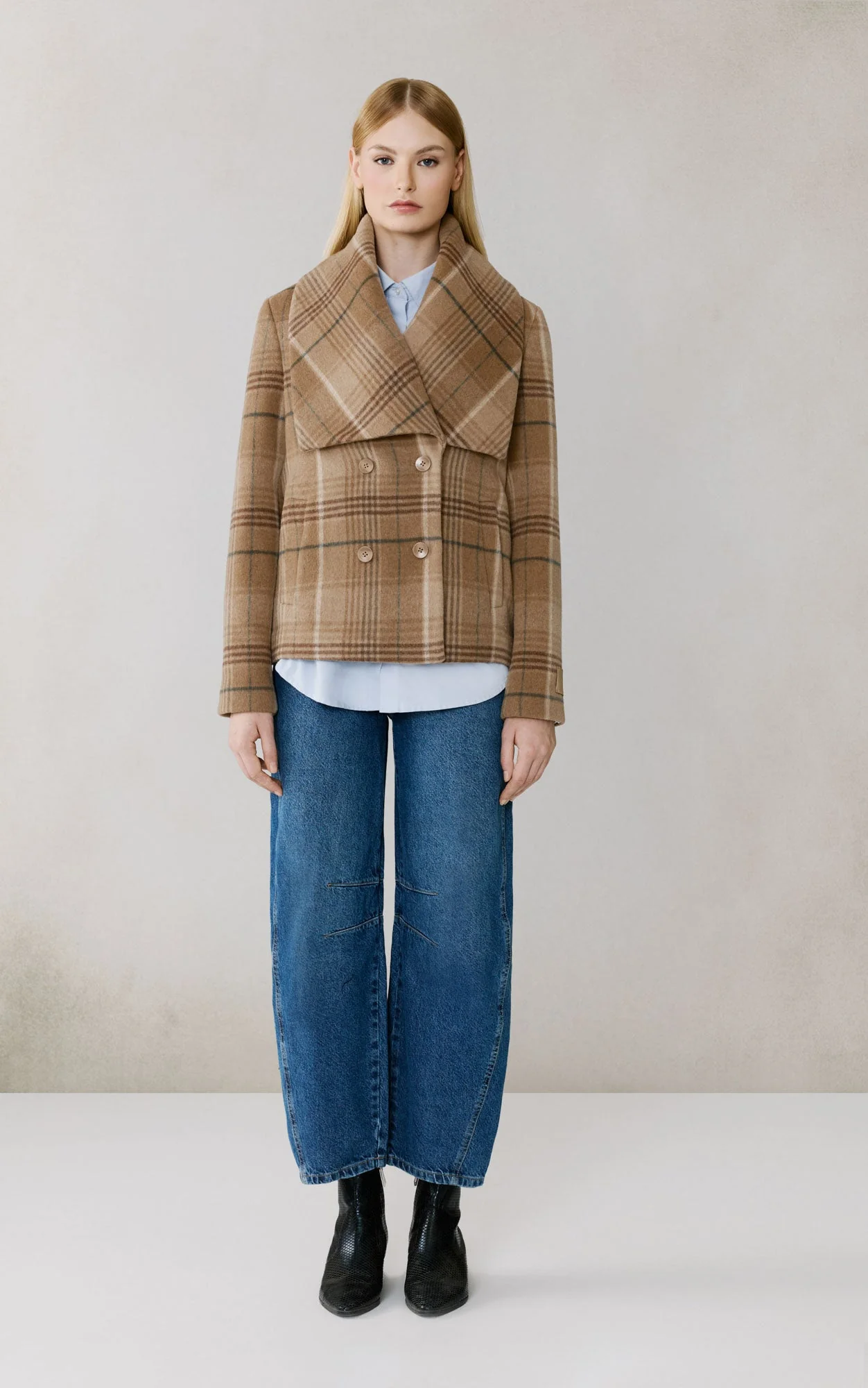 Tala-P Double Breasted Coat In Wool | Teak - Image 4
