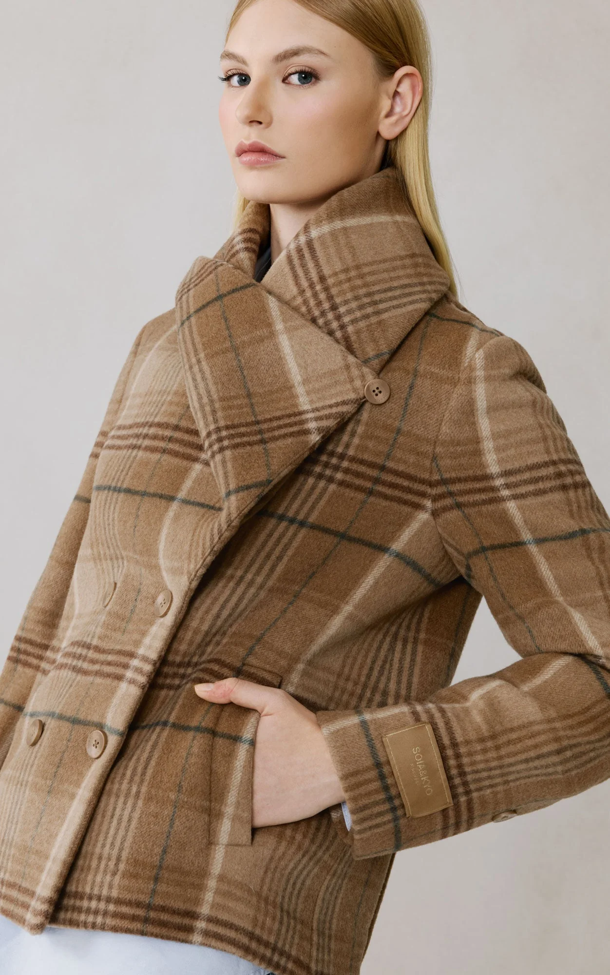 Tala-P Double Breasted Coat In Wool | Teak - Image 6