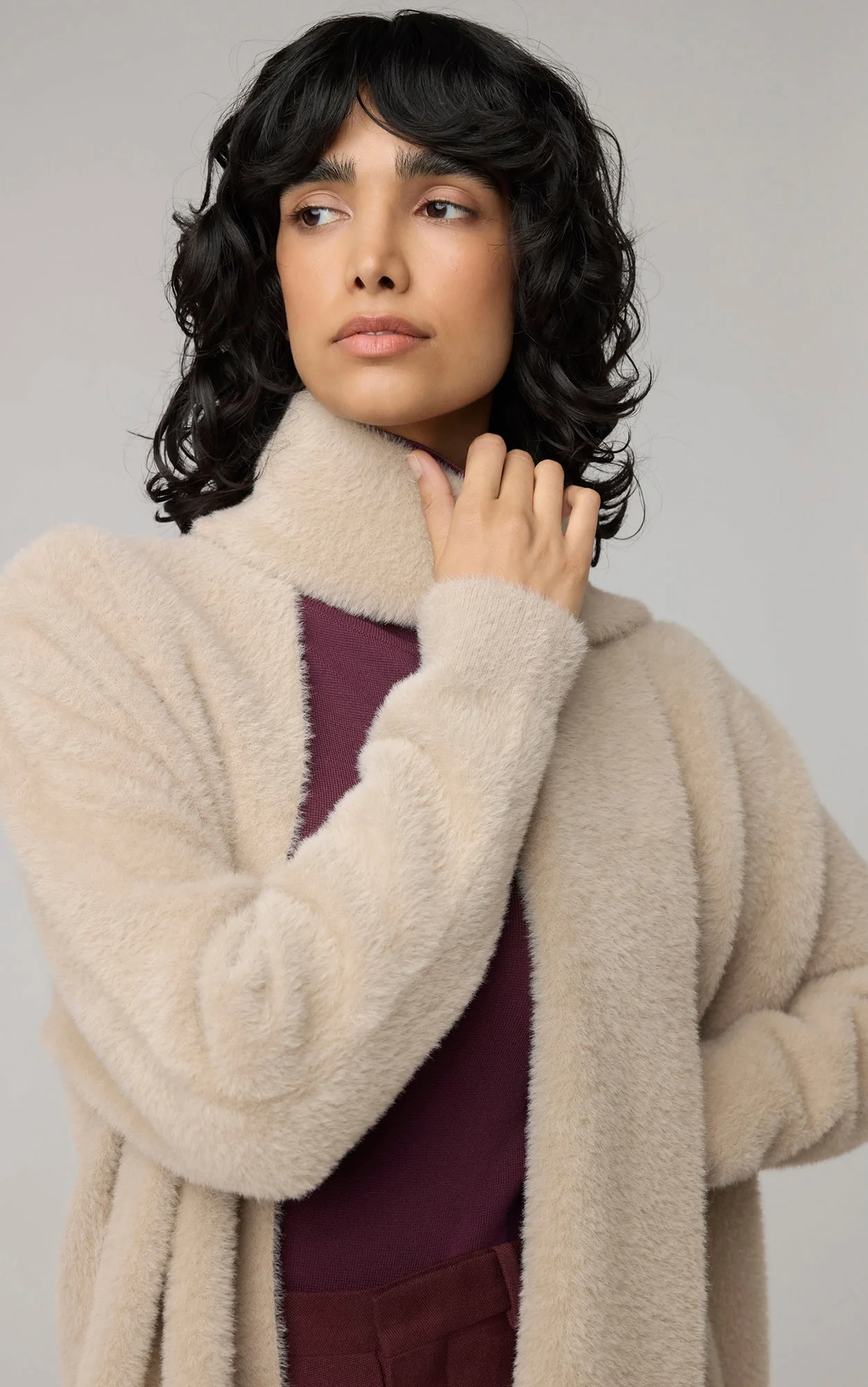 Tiana Below-Knee-Length Plush Coatigan With Scarf | Hush - Image 3