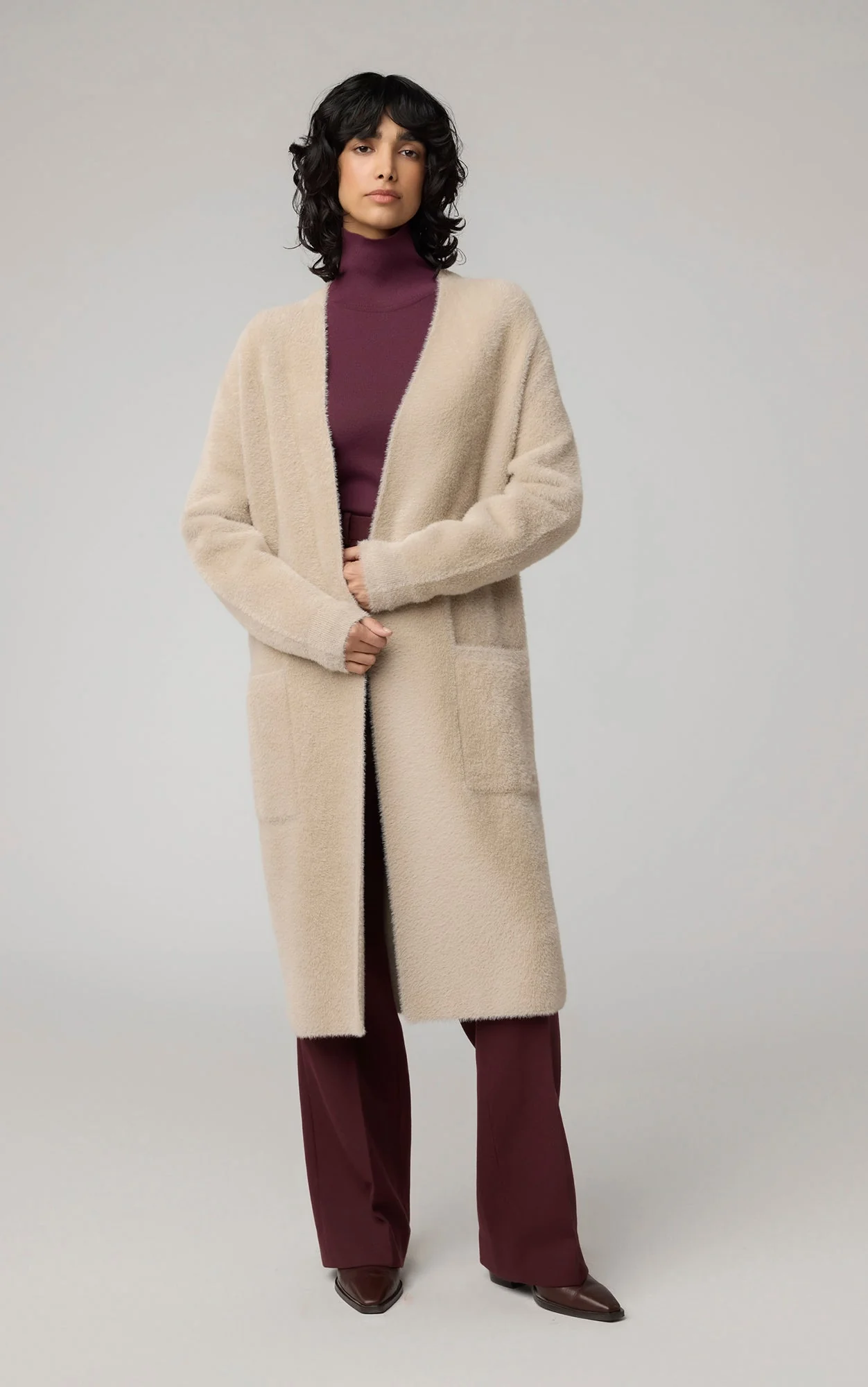 Tiana Below-Knee-Length Plush Coatigan With Scarf | Hush - Image 7
