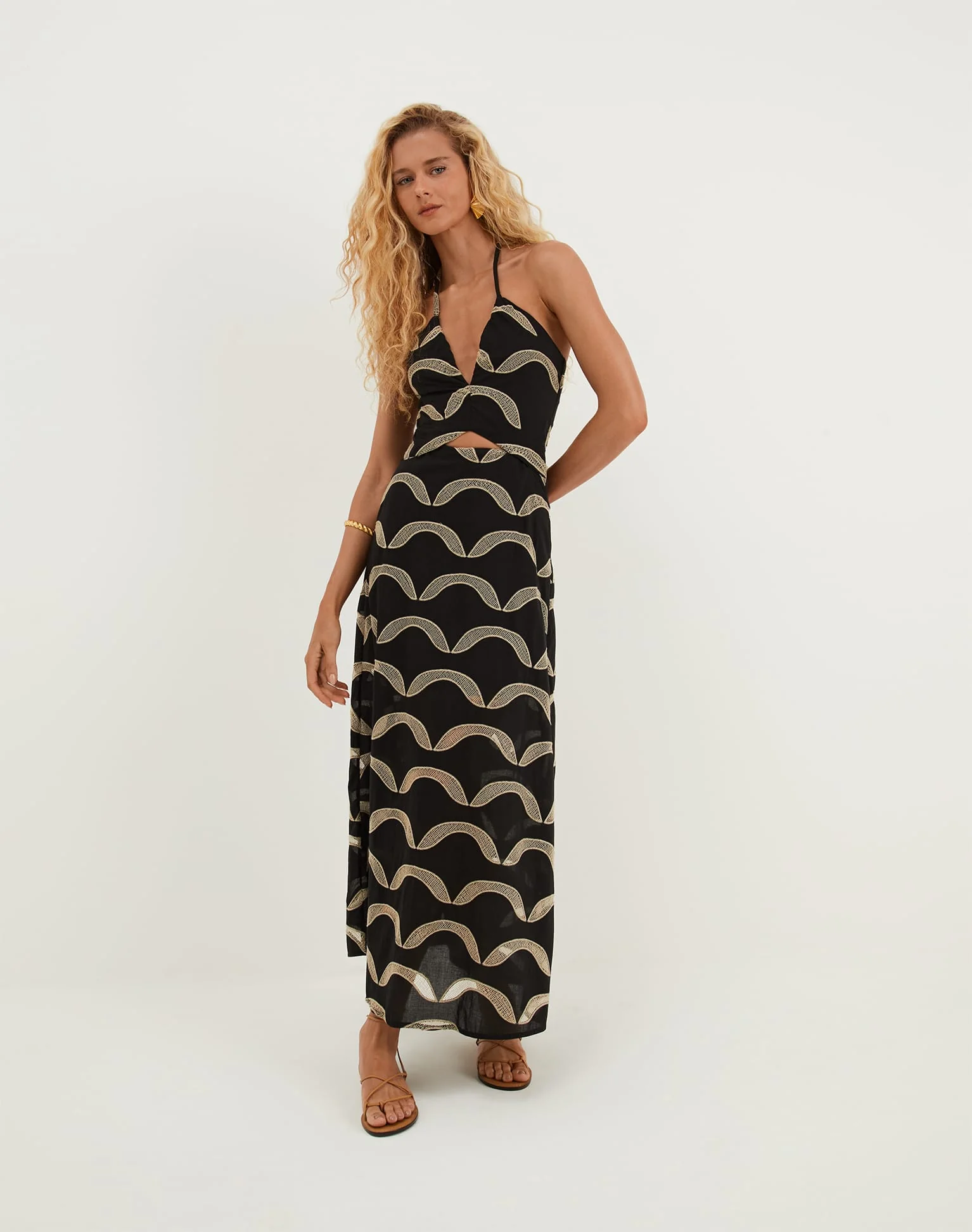 Eyelet Aila Long Dress | Black
