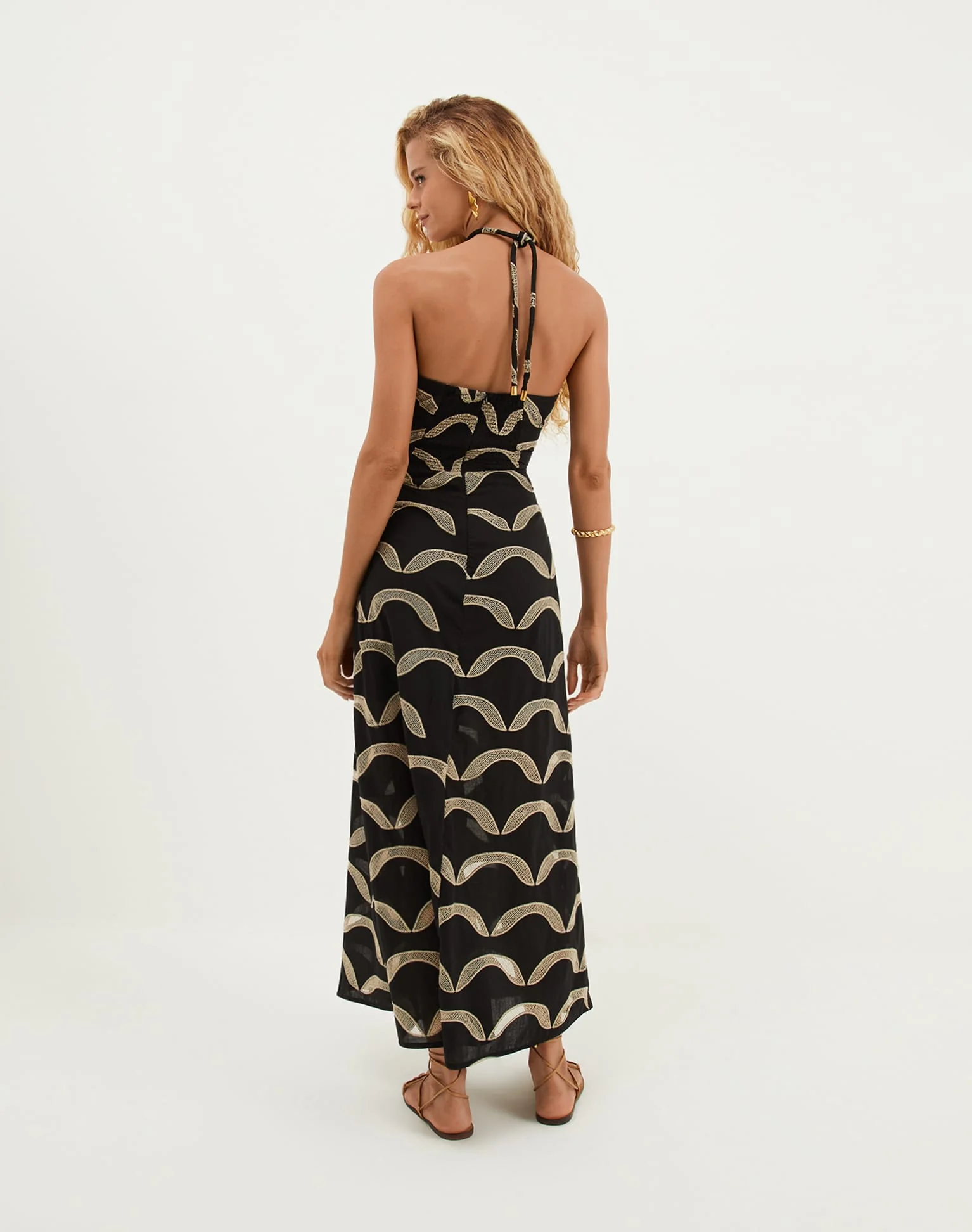 Eyelet Aila Long Dress | Black - Image 3