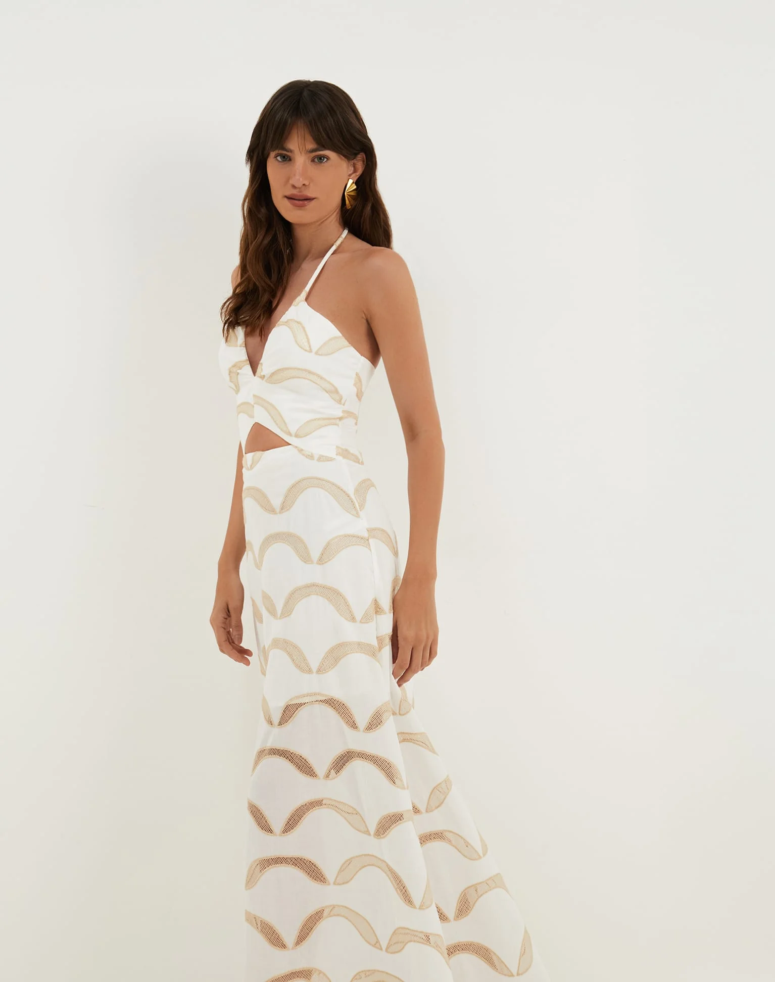 Eyelet Aila Long Dress | Off White - Image 3